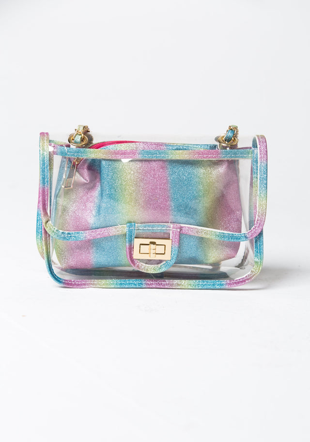 Rainbow Paint Clear Small Tote Messenger Bag