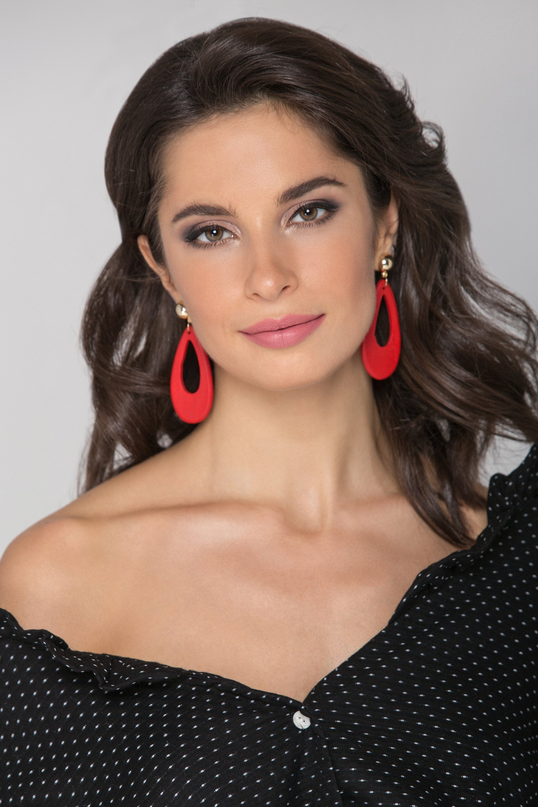 Red Oval Wood Earrings
