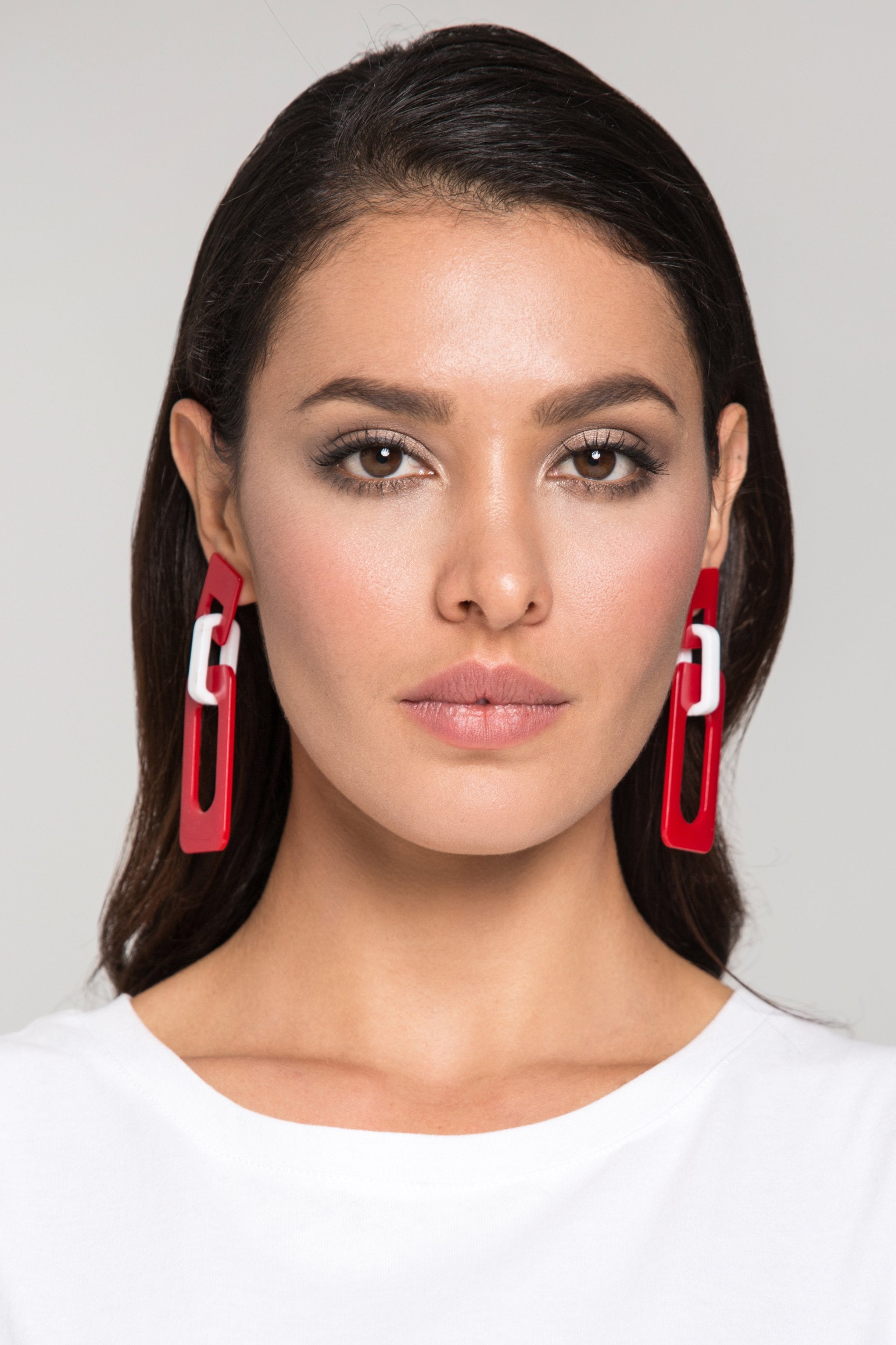 Red Rectangle Cut Out Acrylic Earrings