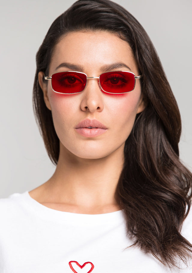 Red Square Slim Vintage Sunglasses