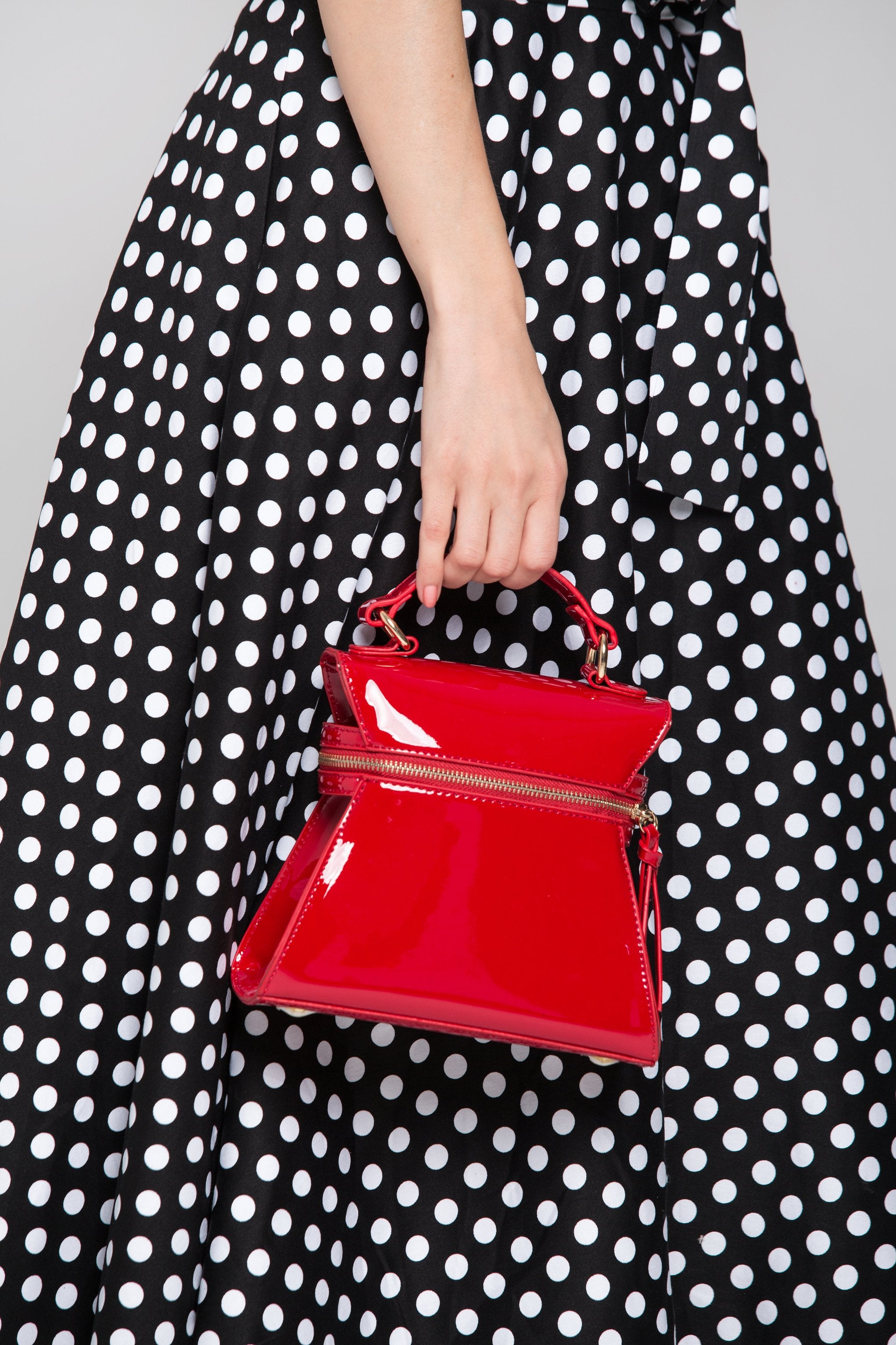 Red Patent Trapezoid Mini Bag