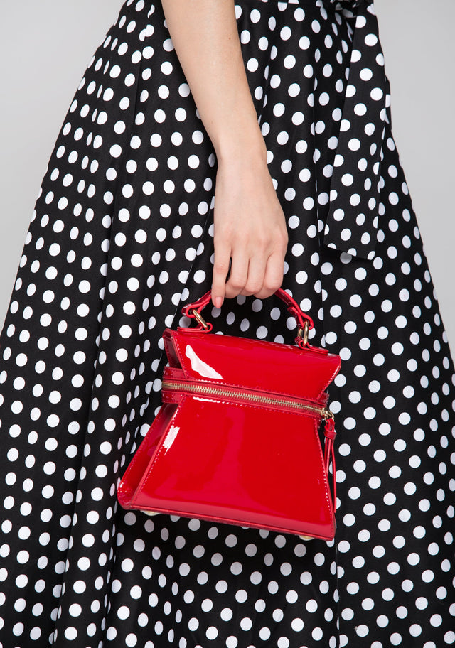 Red Patent Trapezoid Mini Bag