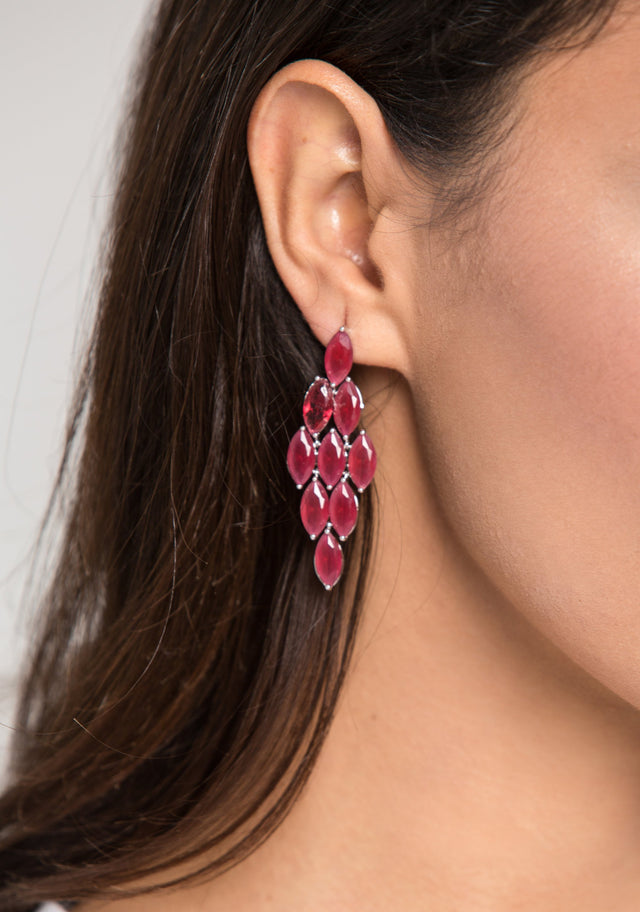 Ruby Diamond Tiered Earrings