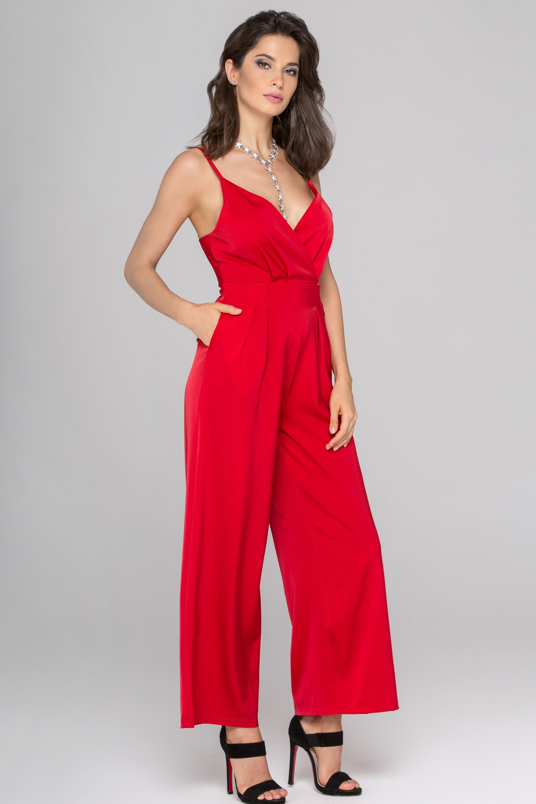 Ruby Red Silk Jumpsuit