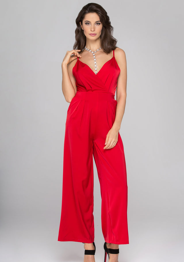 Ruby Red Silk Jumpsuit