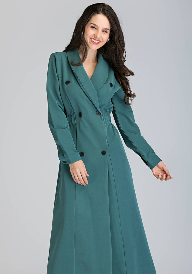 Sage Green Double Button Midi Blazer