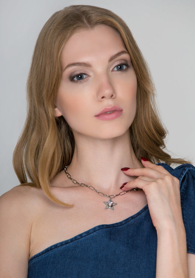 Silver Chain Star Charm Necklace