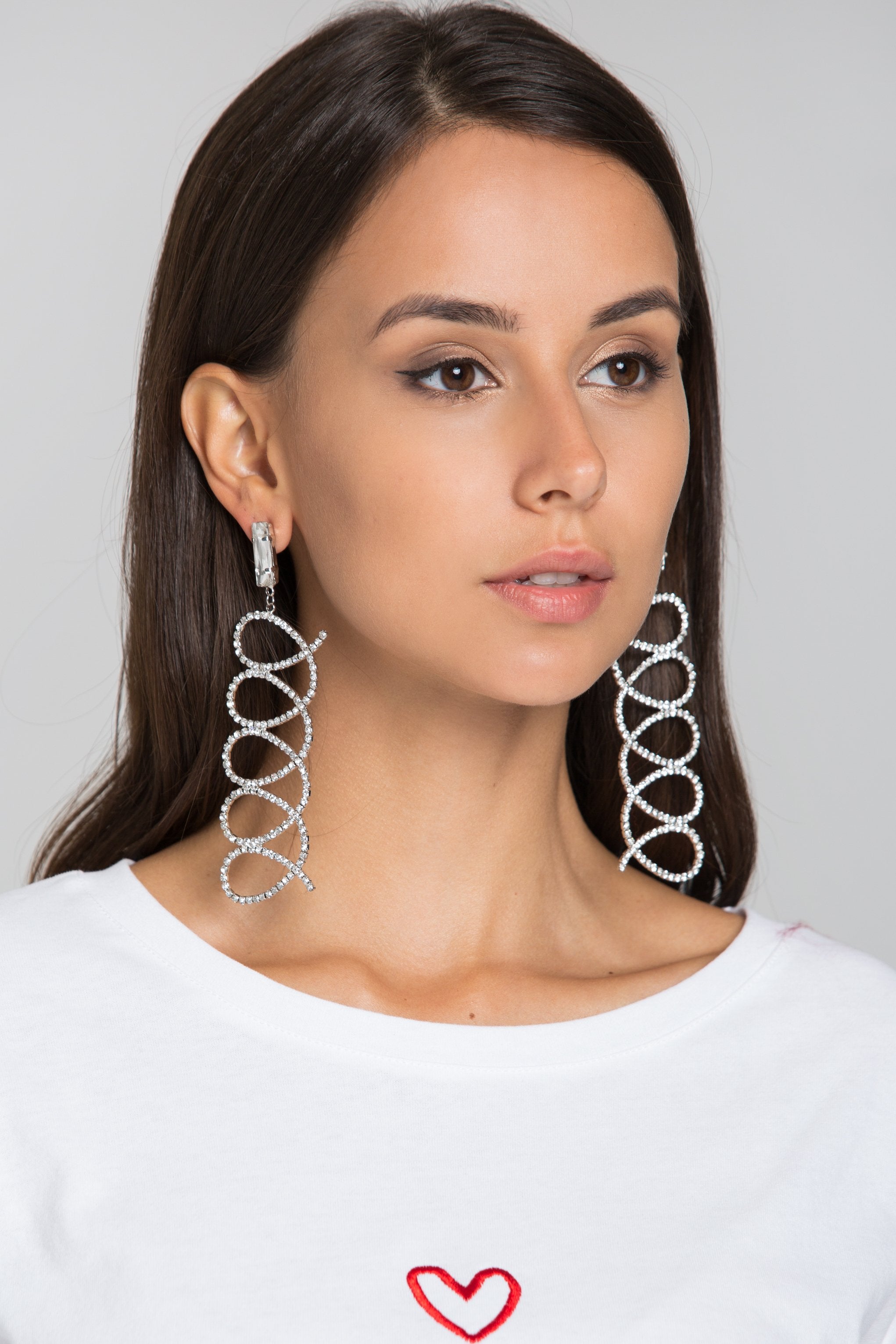 Silver Diamond Swirl Earrings
