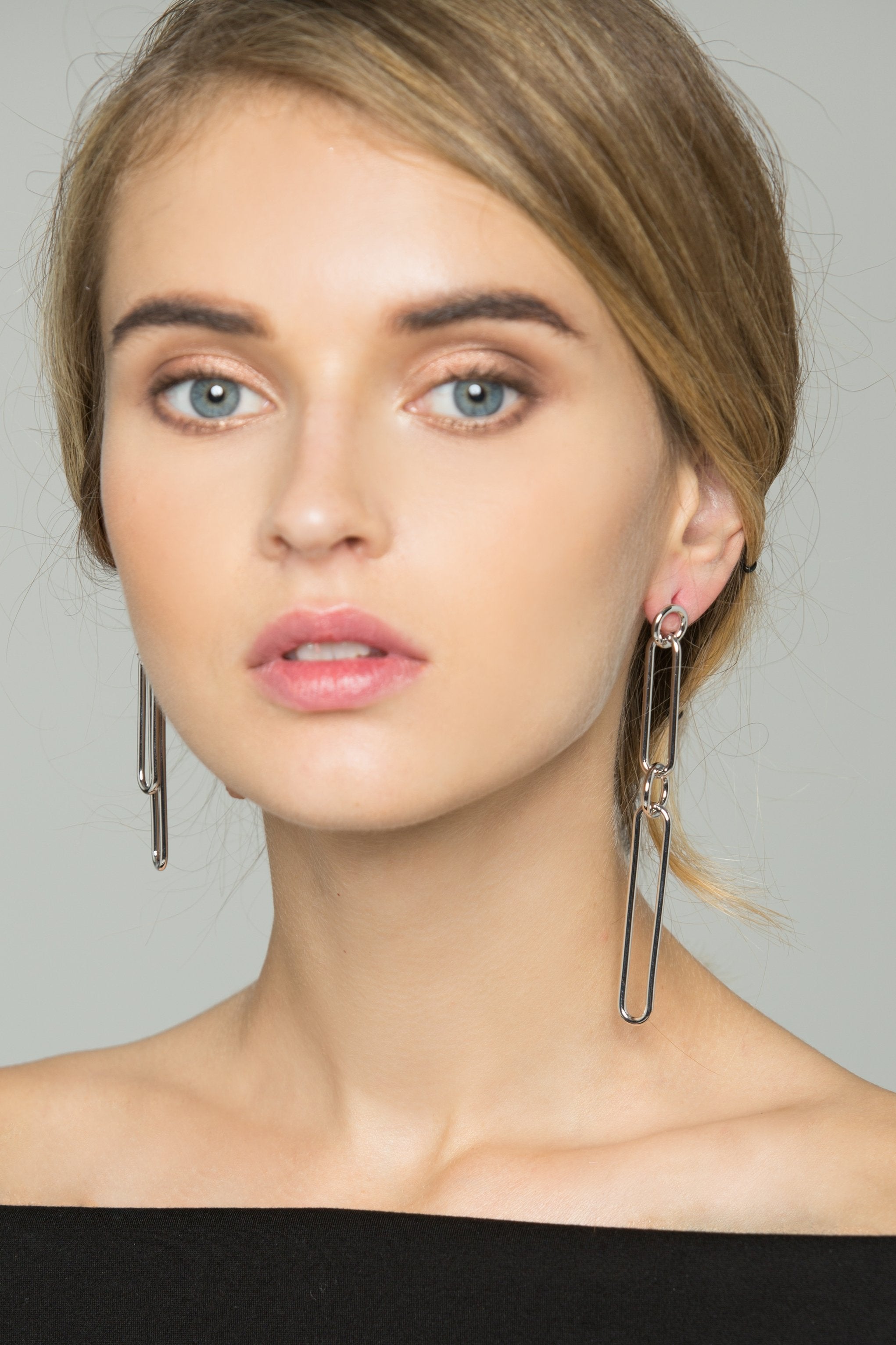 Silver Paperclips Mismatched Earrings