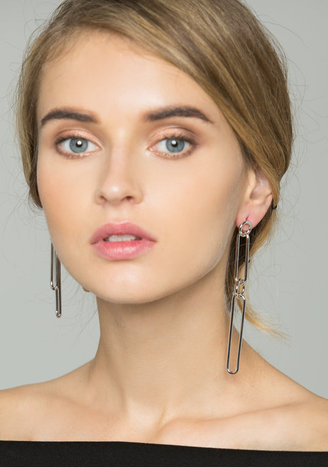 Silver Paperclips Mismatched Earrings