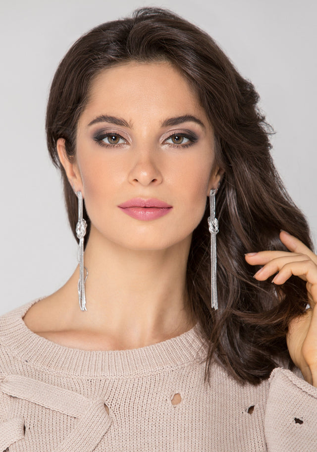 Silver Tassel Knot Earrings