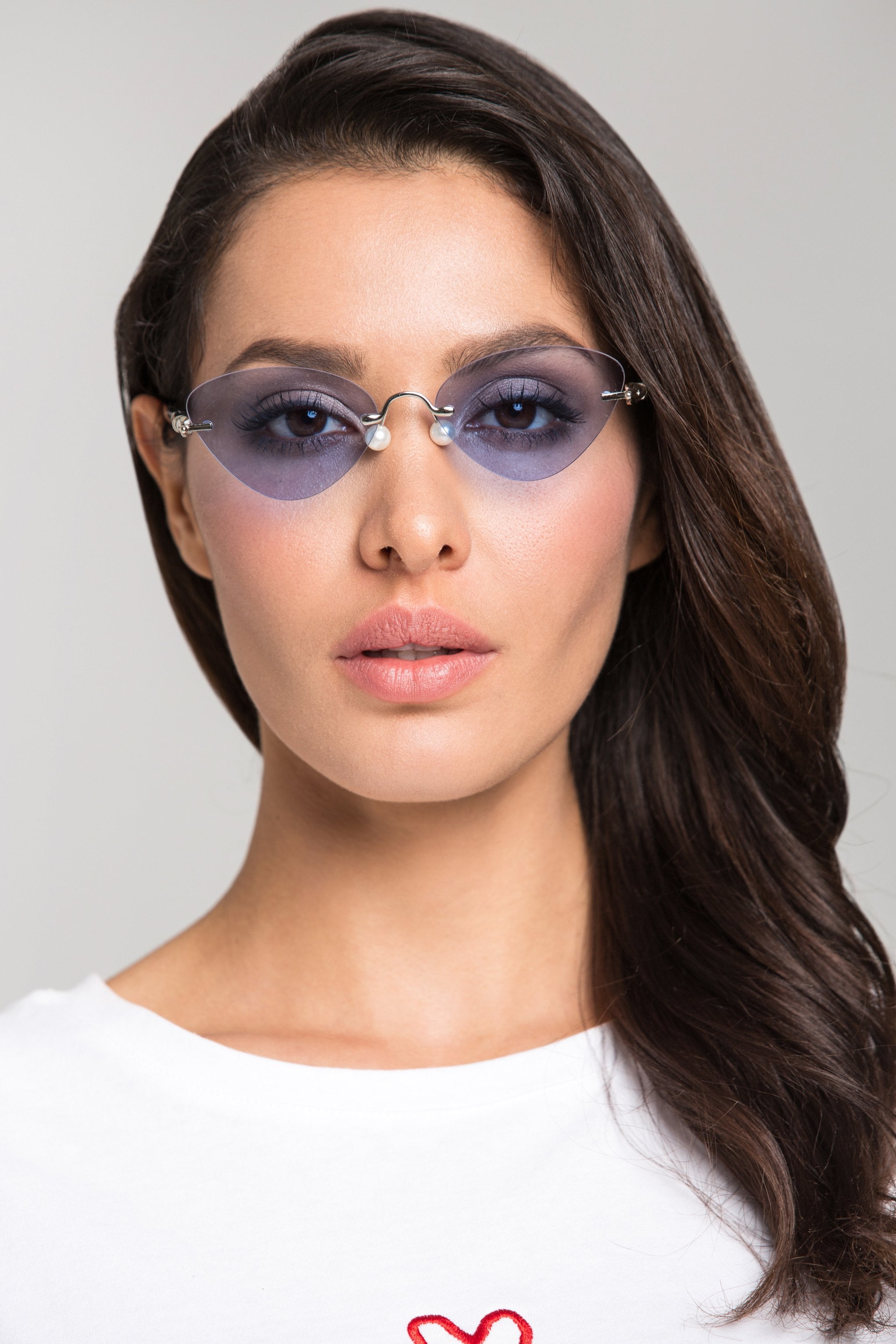 Sky Blue Rimless Cat Eye Sunglasses