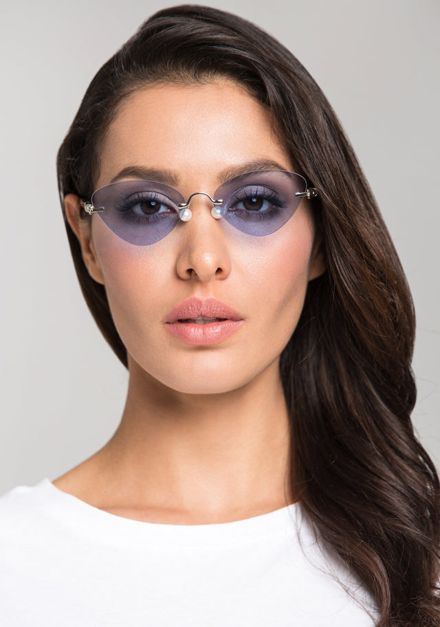 Sky Blue Rimless Cat Eye Sunglasses