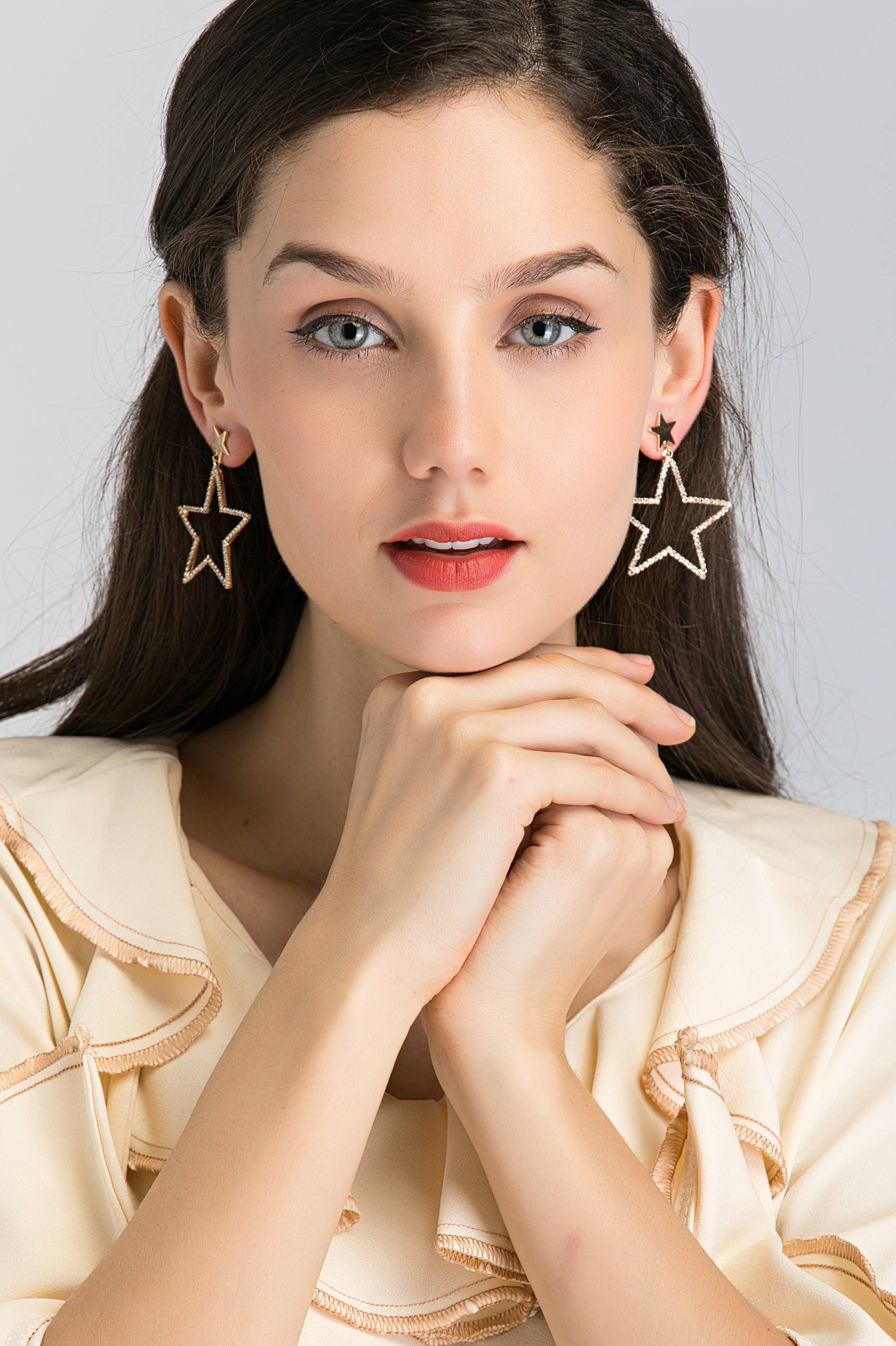 Studded Star Cut Out Drop Earrings