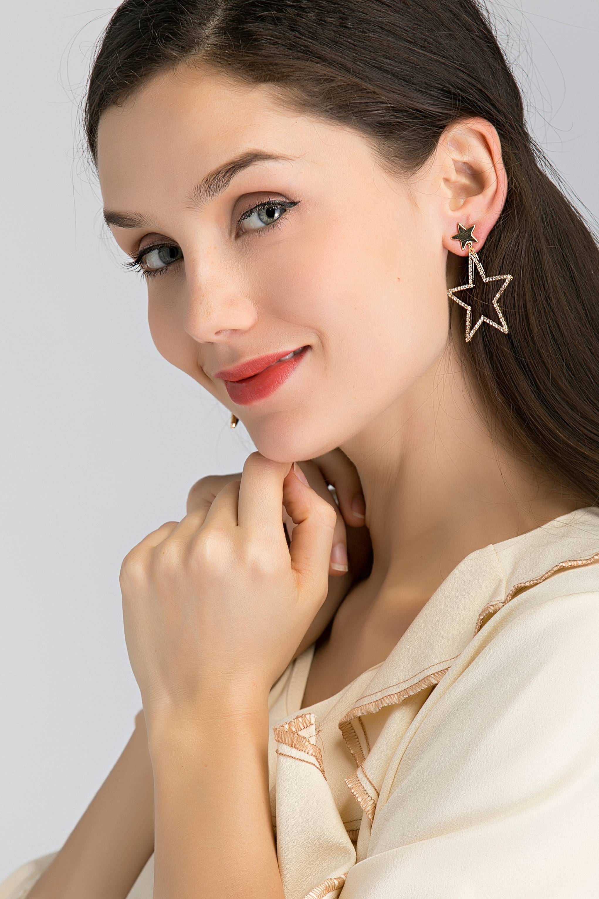 Studded Star Cut Out Drop Earrings
