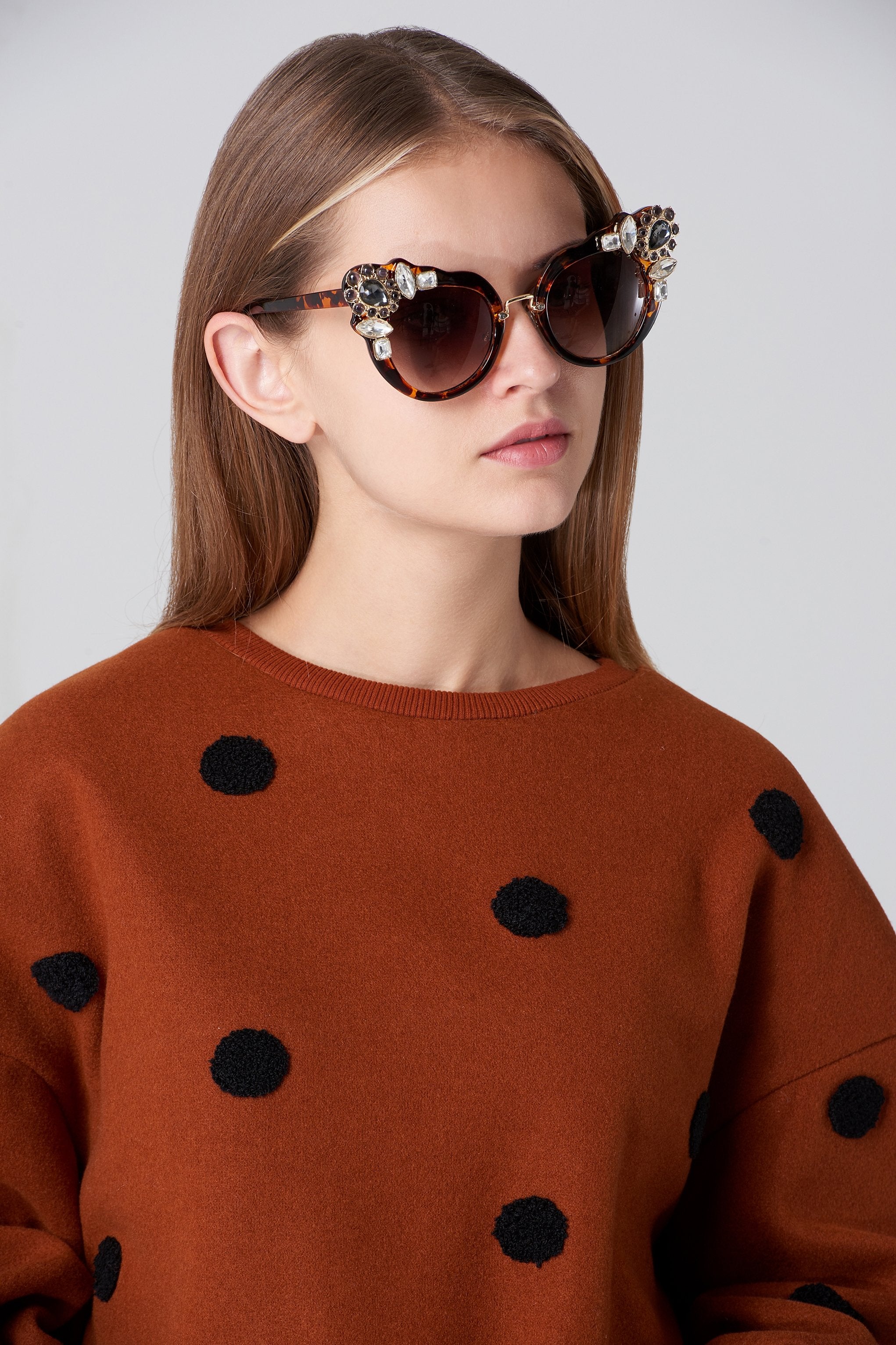 Tortoise Jewel Tip Sunglasses