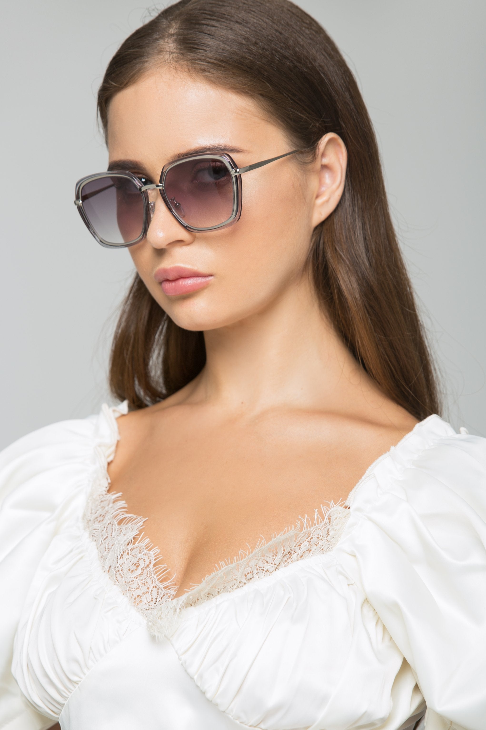 Transparent Rim Black Lens Butterfly Sunglasses