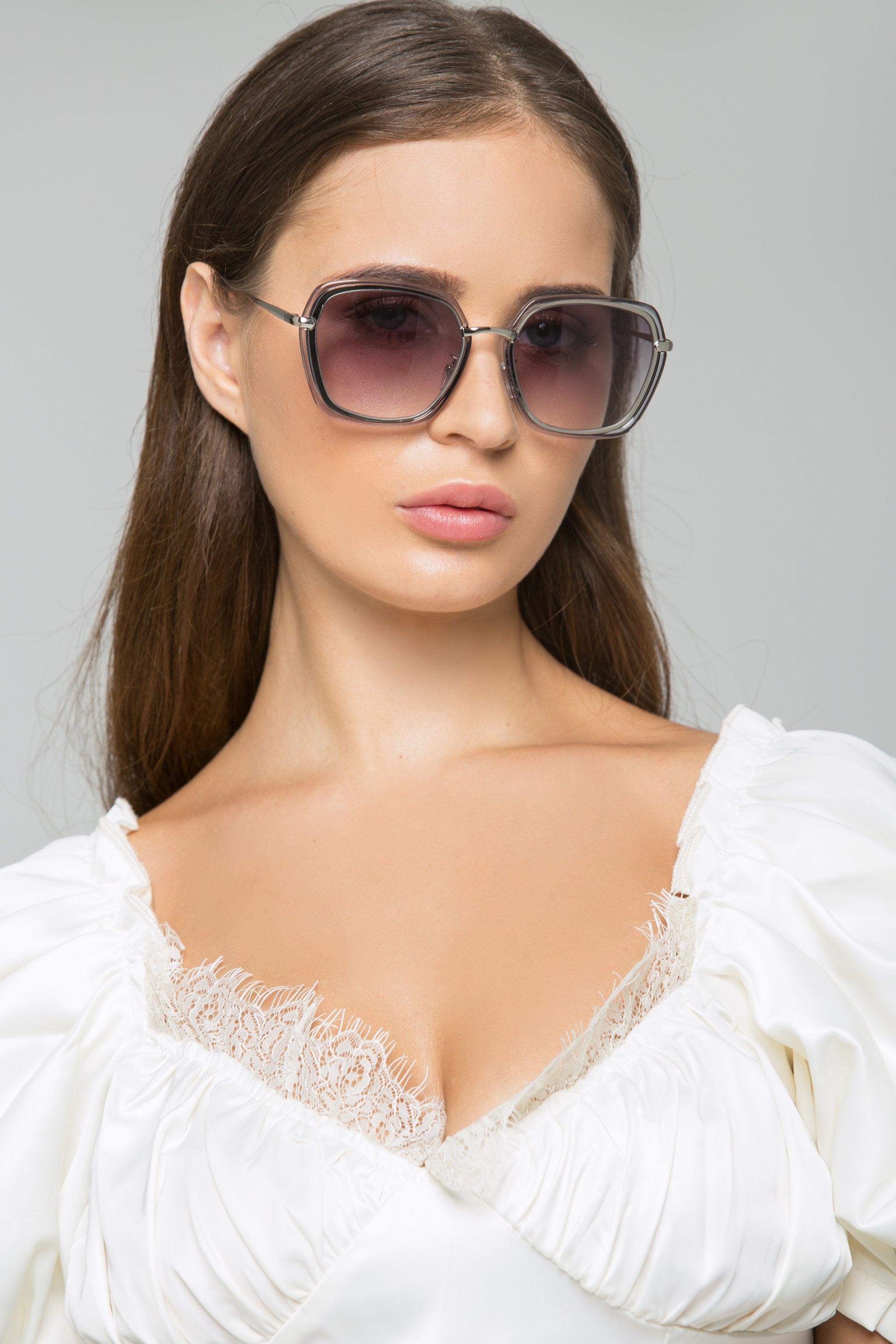 Transparent Rim Black Lens Butterfly Sunglasses