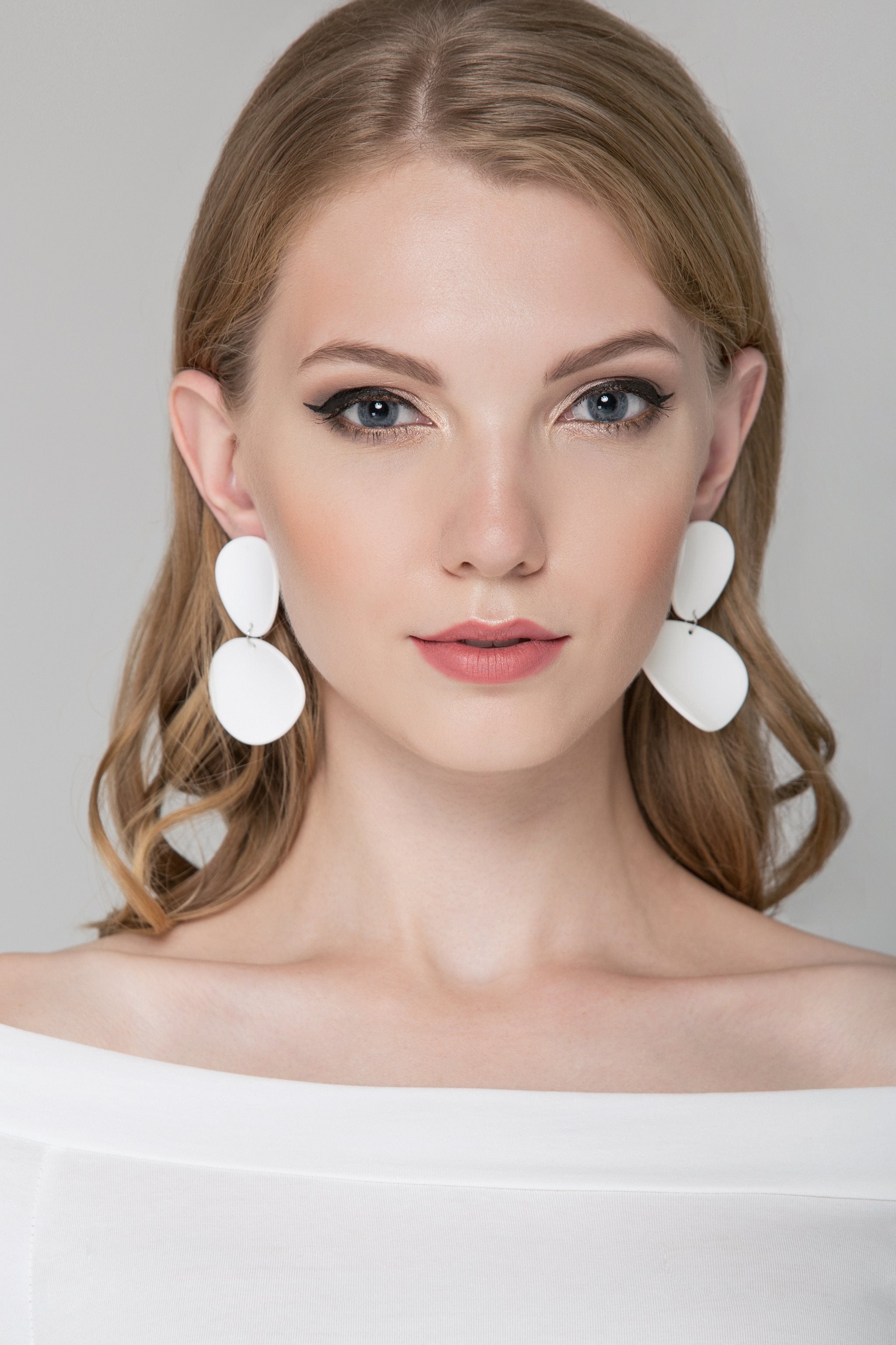 White Acrylic Petal Earrings