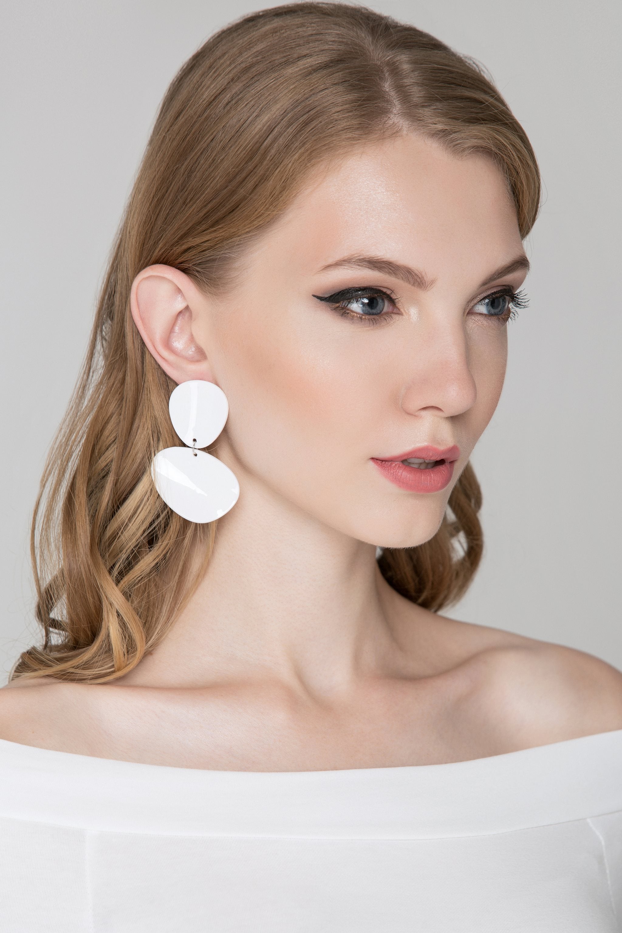 White Acrylic Petal Earrings