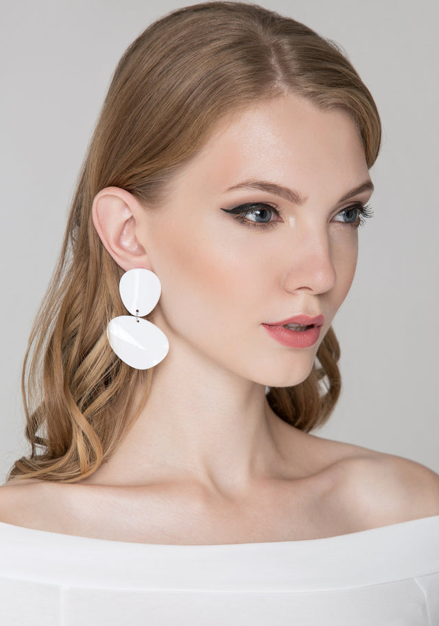 White Acrylic Petal Earrings