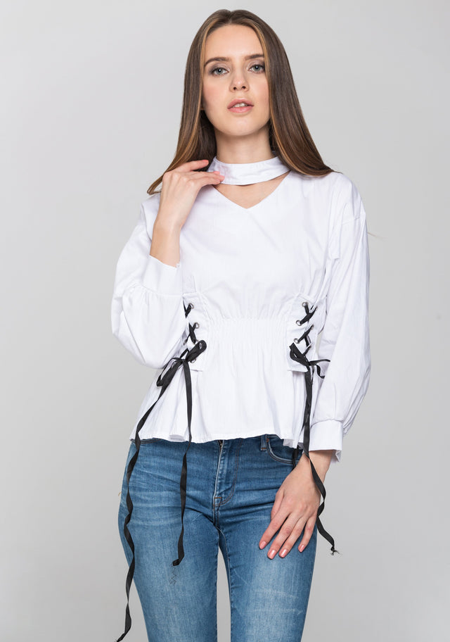 White Double Corset Waist Top