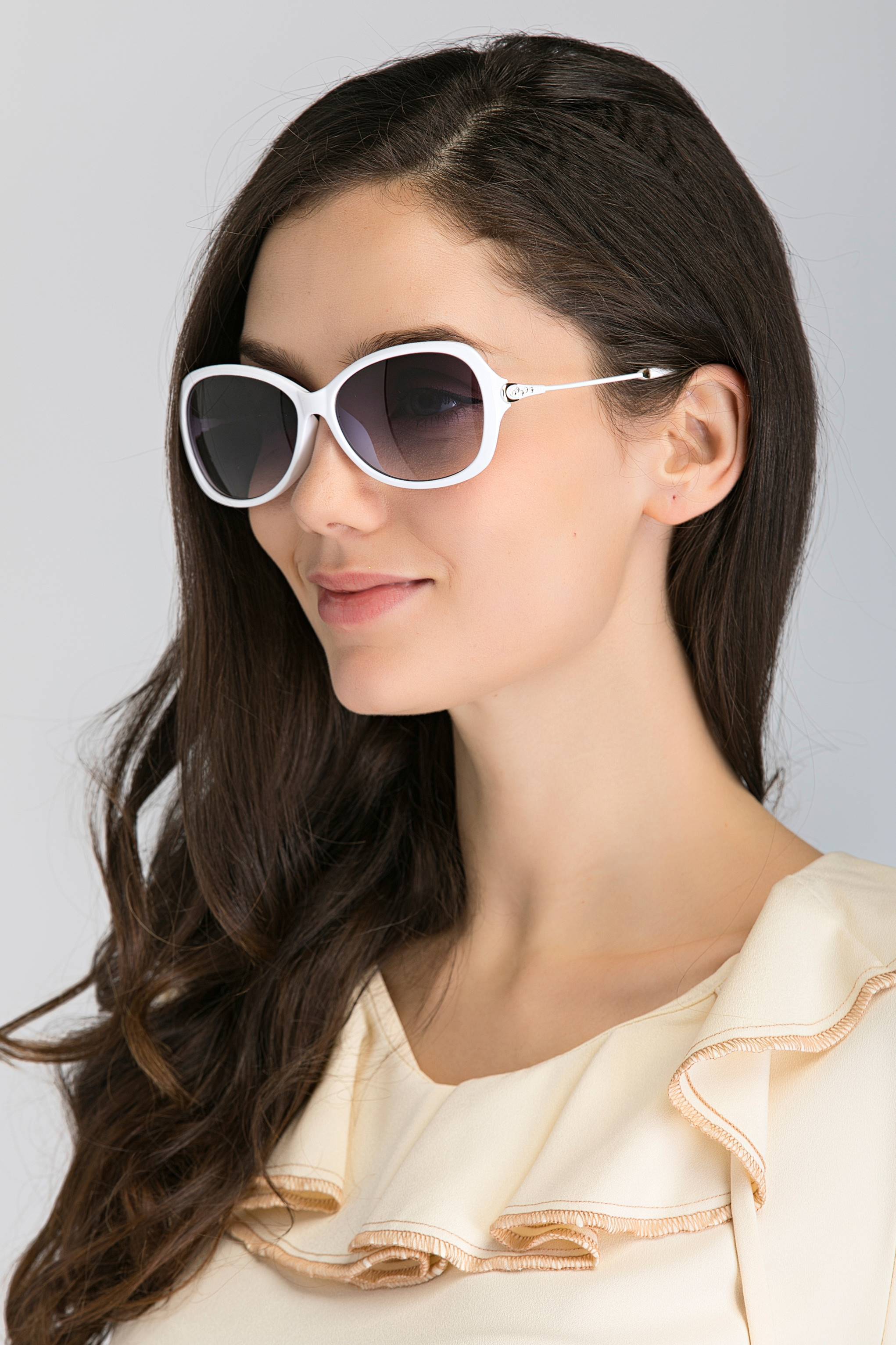 White Gradient Lenses Slim Arm Oval Sunglasses