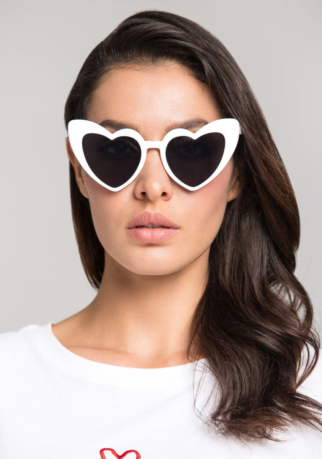 White Heart Frame Sunglasses
