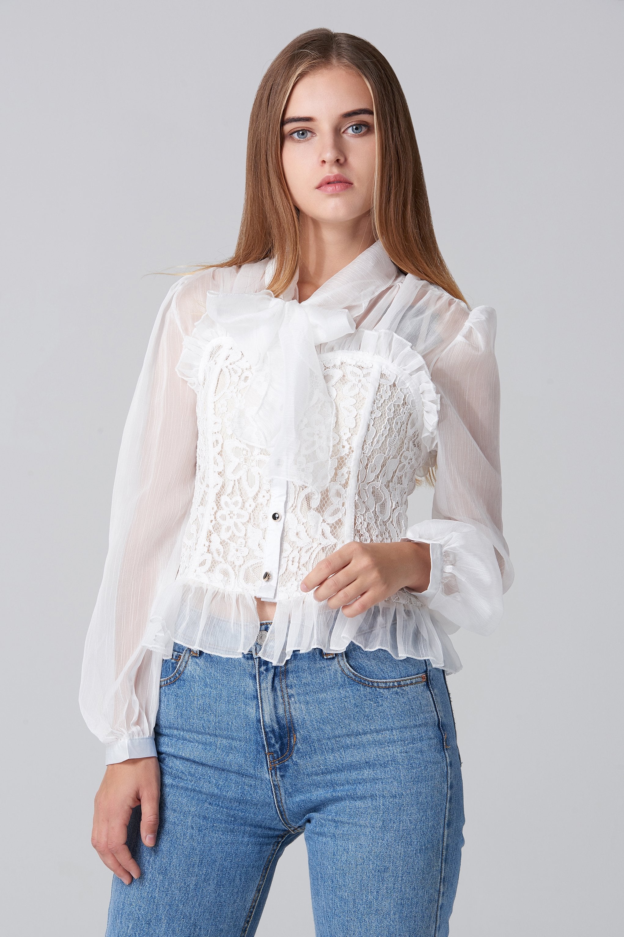 White Lace Burlesque Top