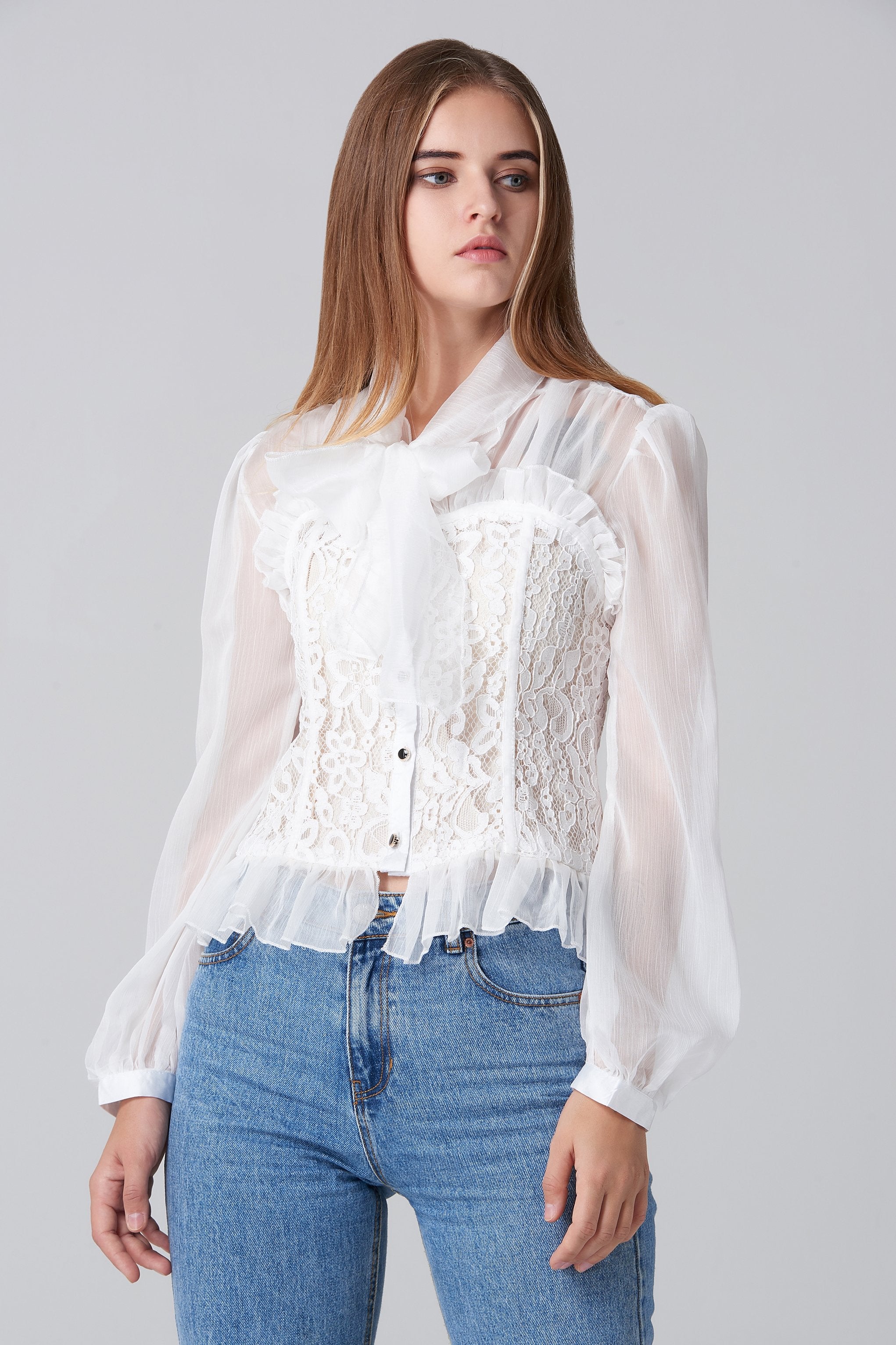 White Lace Burlesque Top