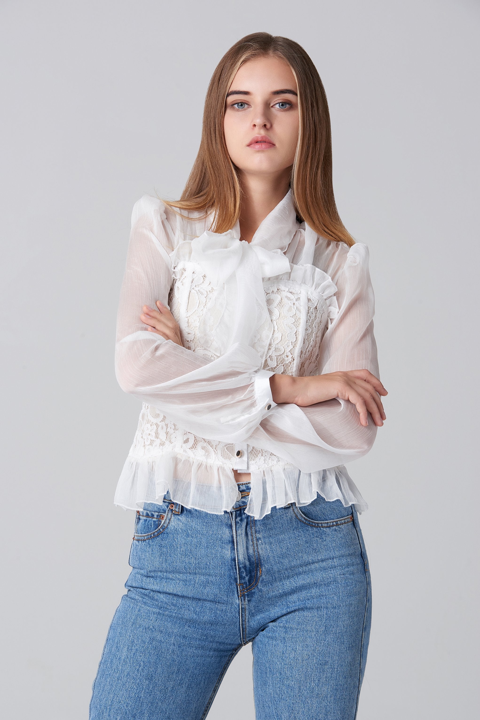 White Lace Burlesque Top