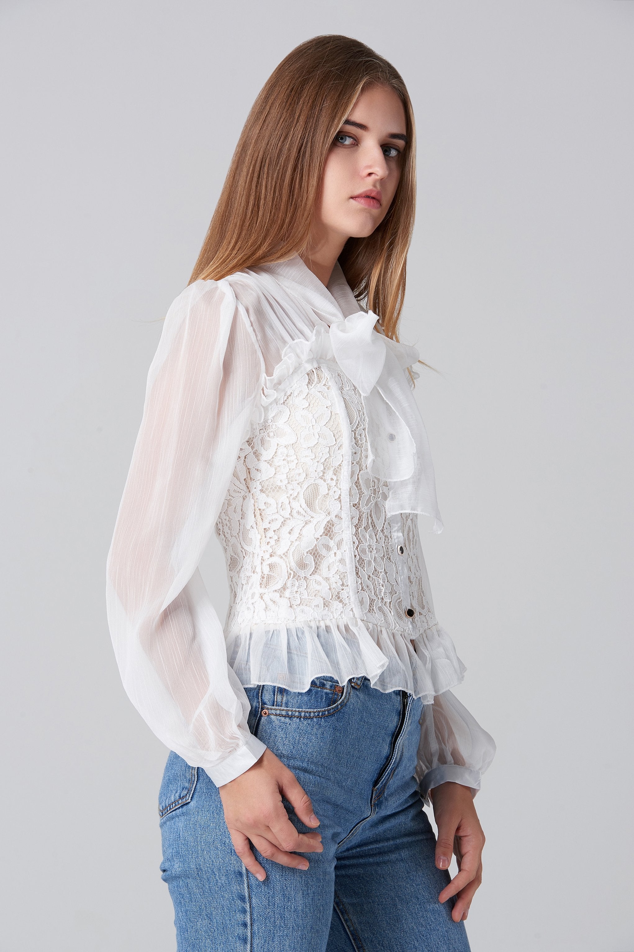 White Lace Burlesque Top