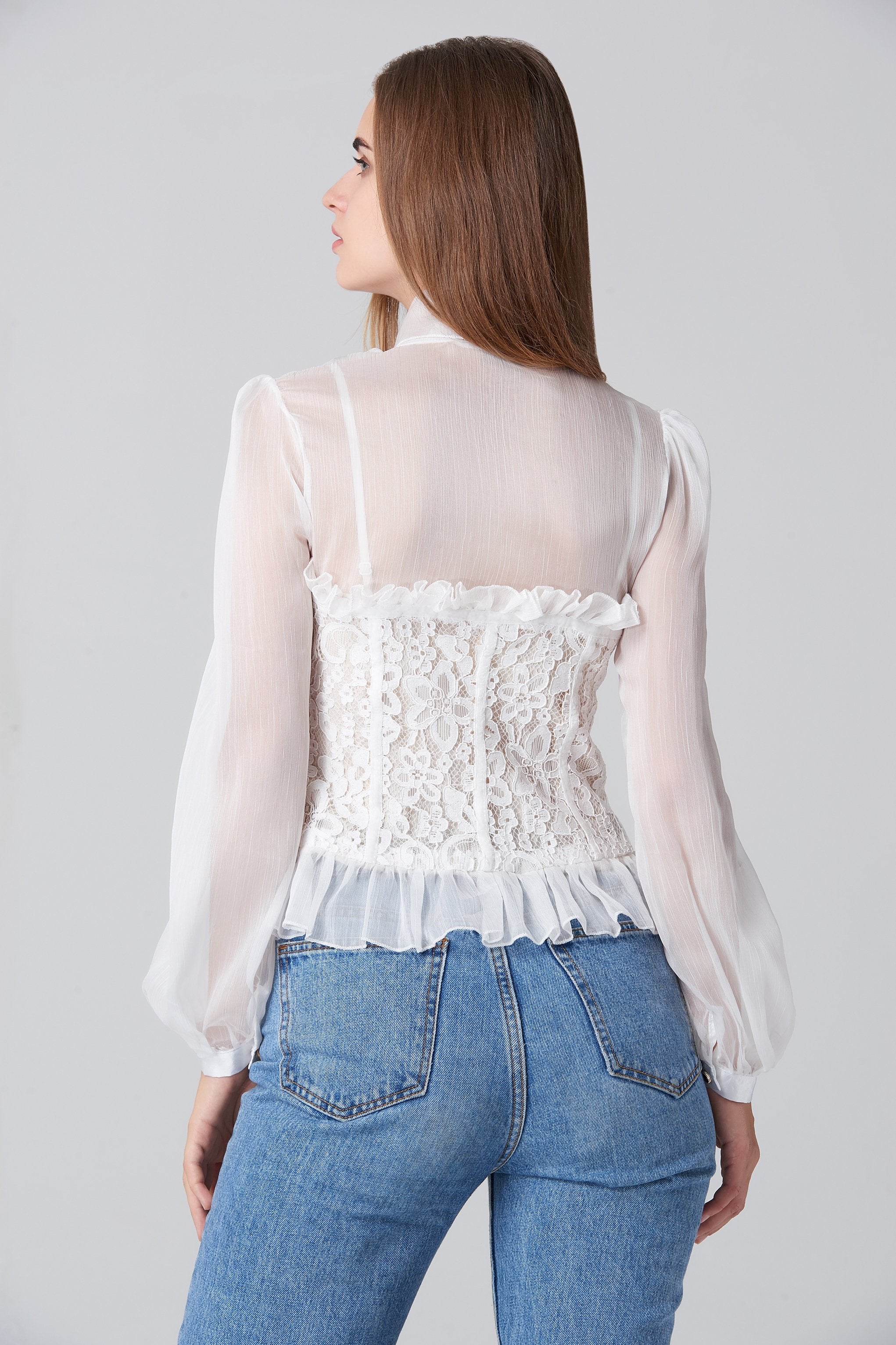 White Lace Burlesque Top