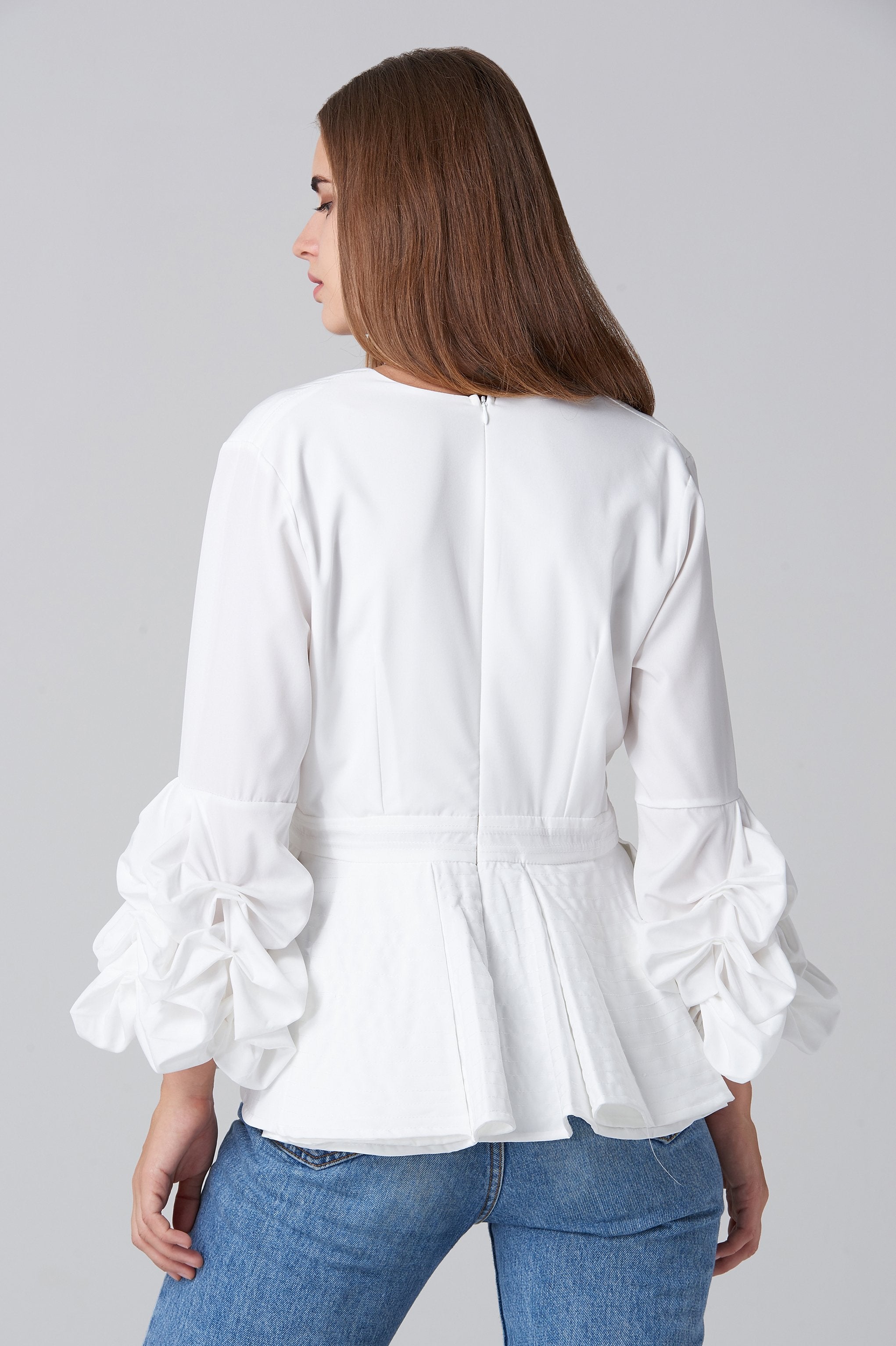 White Puff Sleeve Mullet Top