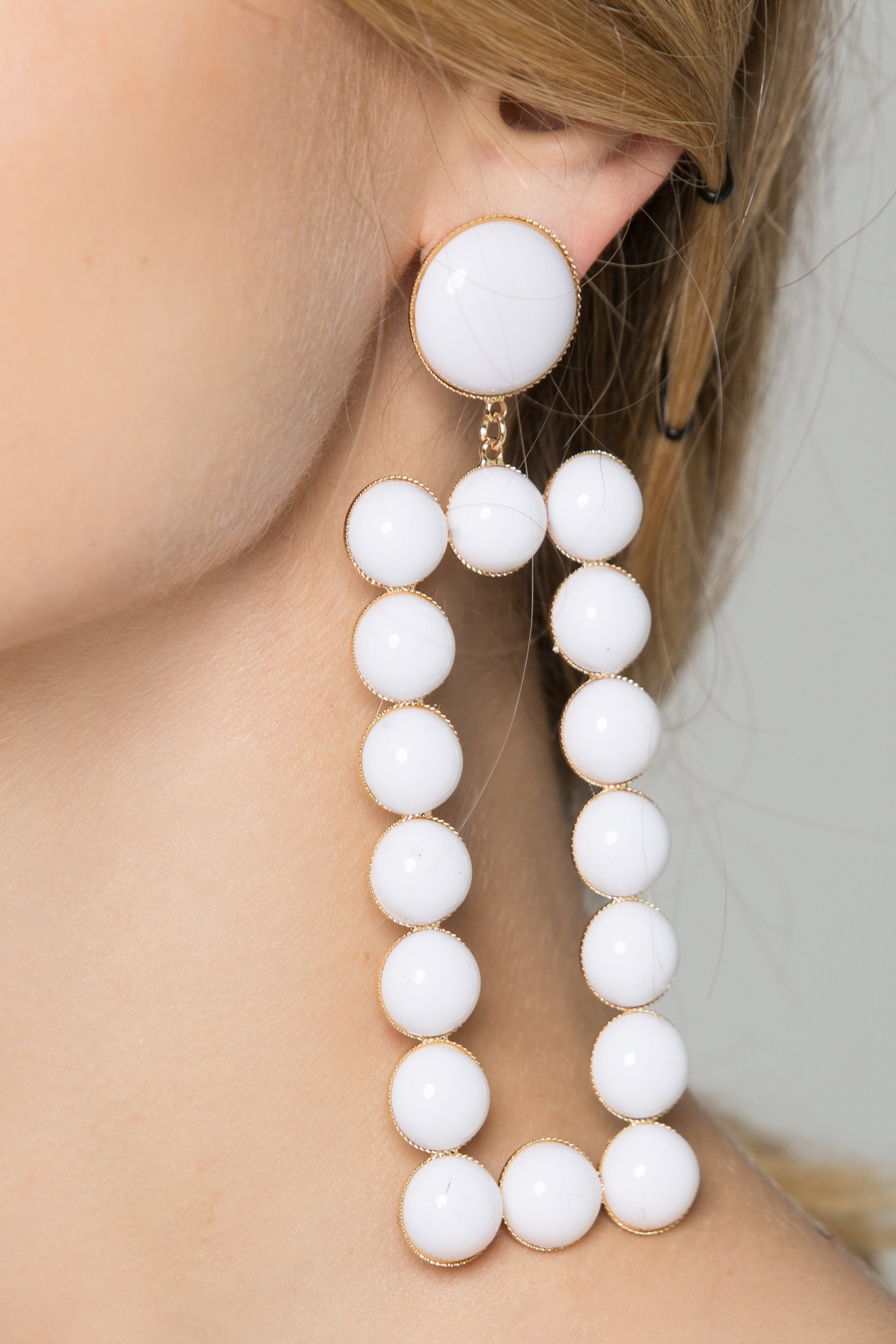 White Rectangle Acrylic Studs Earrings