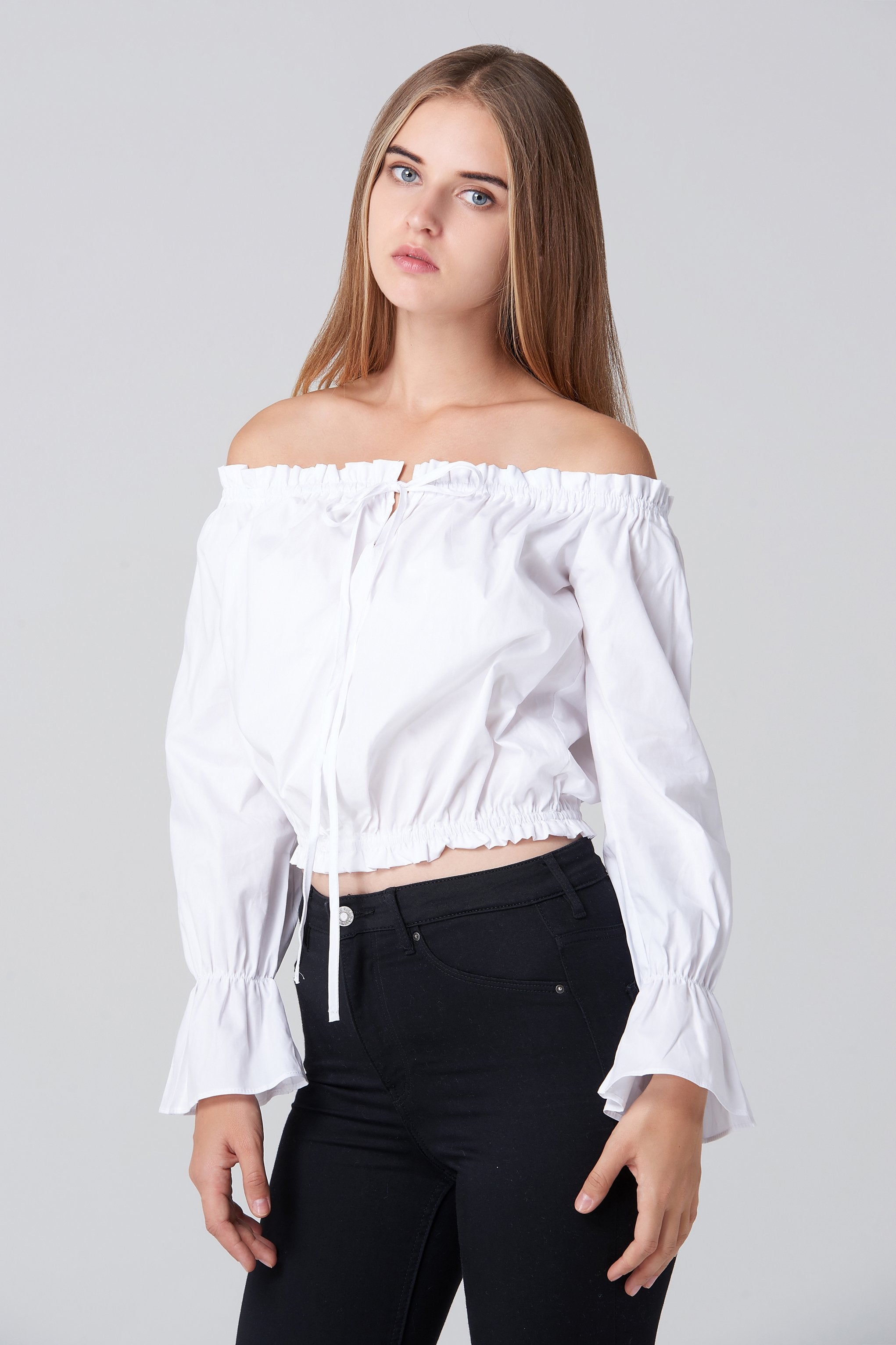 White Sabrina Top