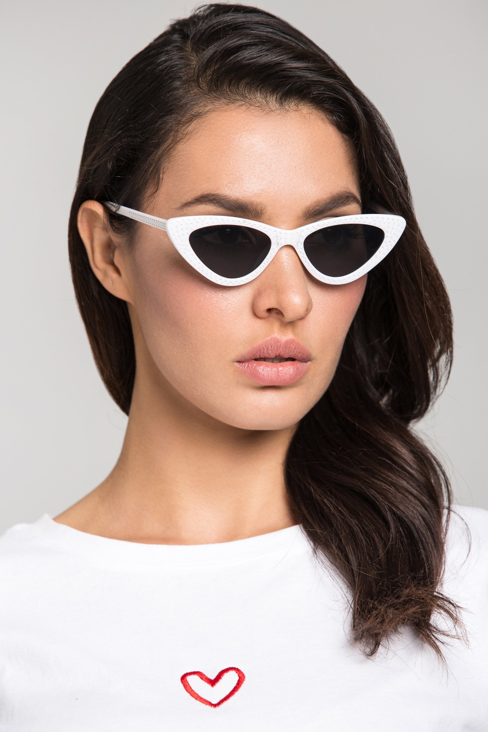 White Studded Cat Eye Sunglasses