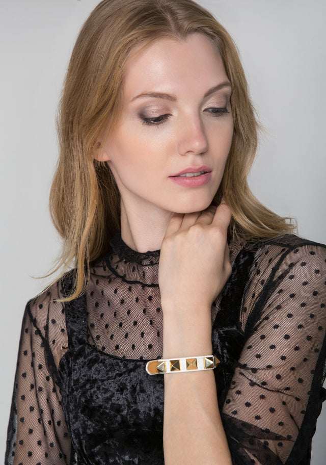 White and Gold Studs Belt Bracelet