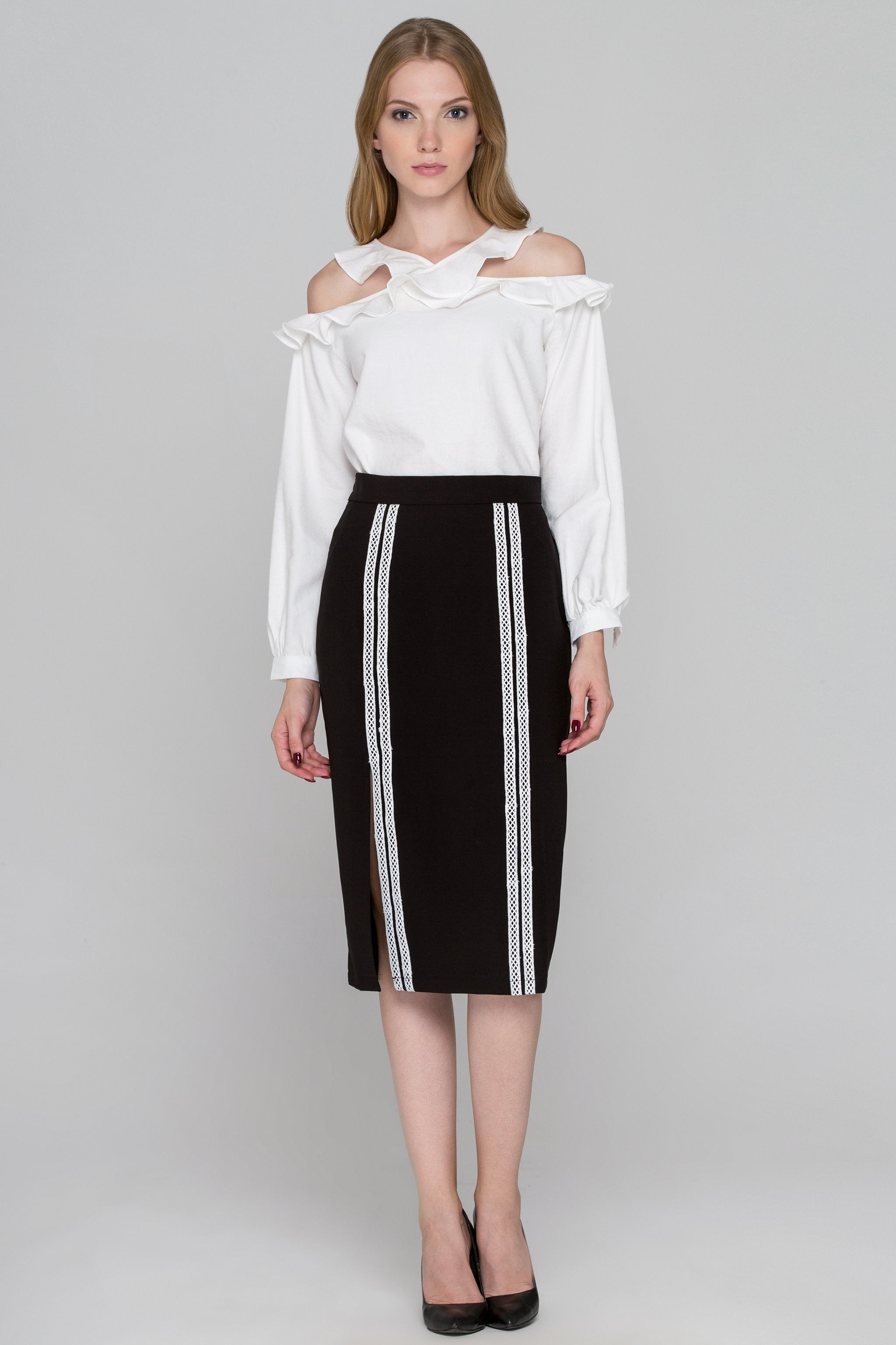 White Ruffle Strap Cold Shoulder Top