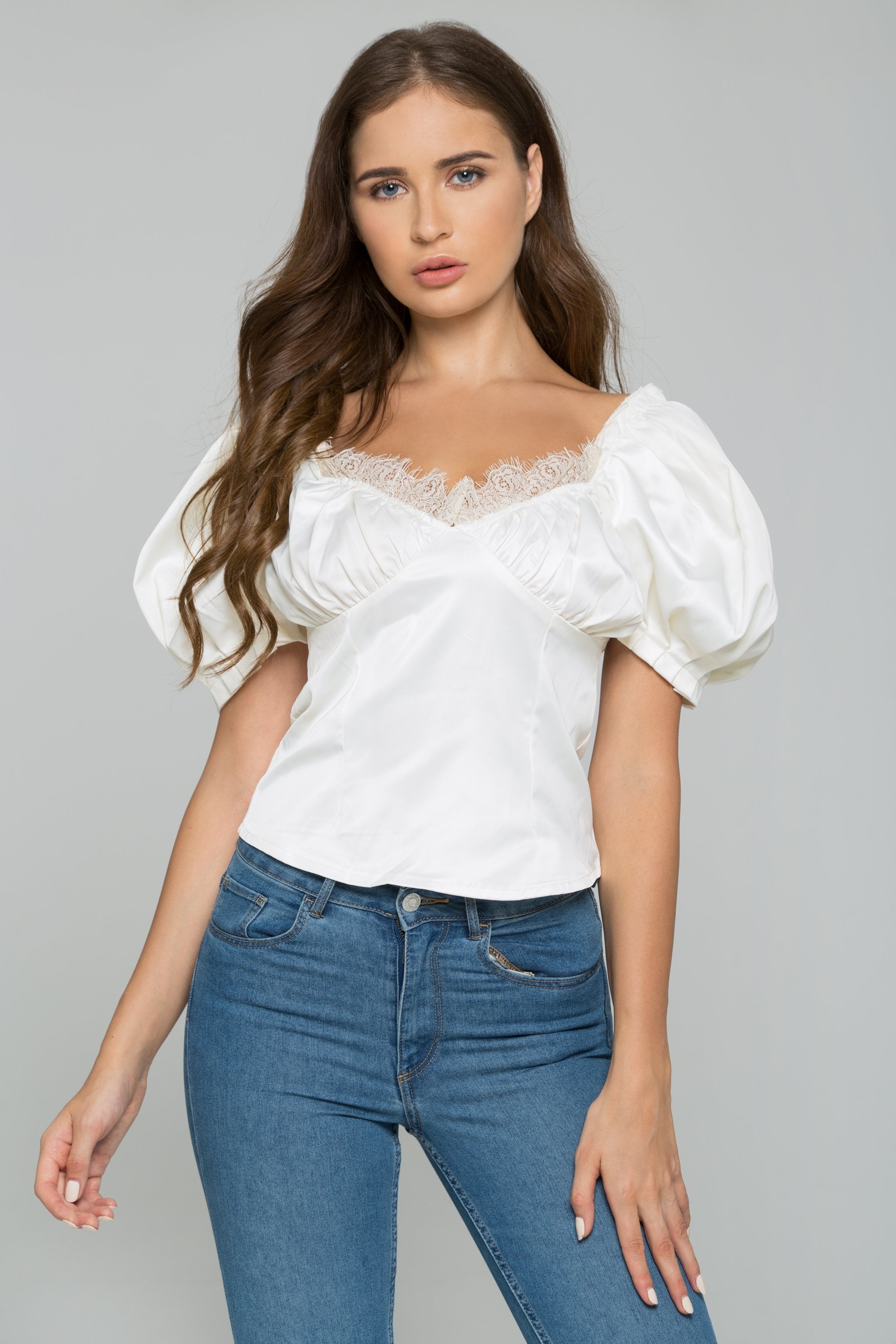 Yellow Cotton Off-The-Shoulder Cinched Pleat Top