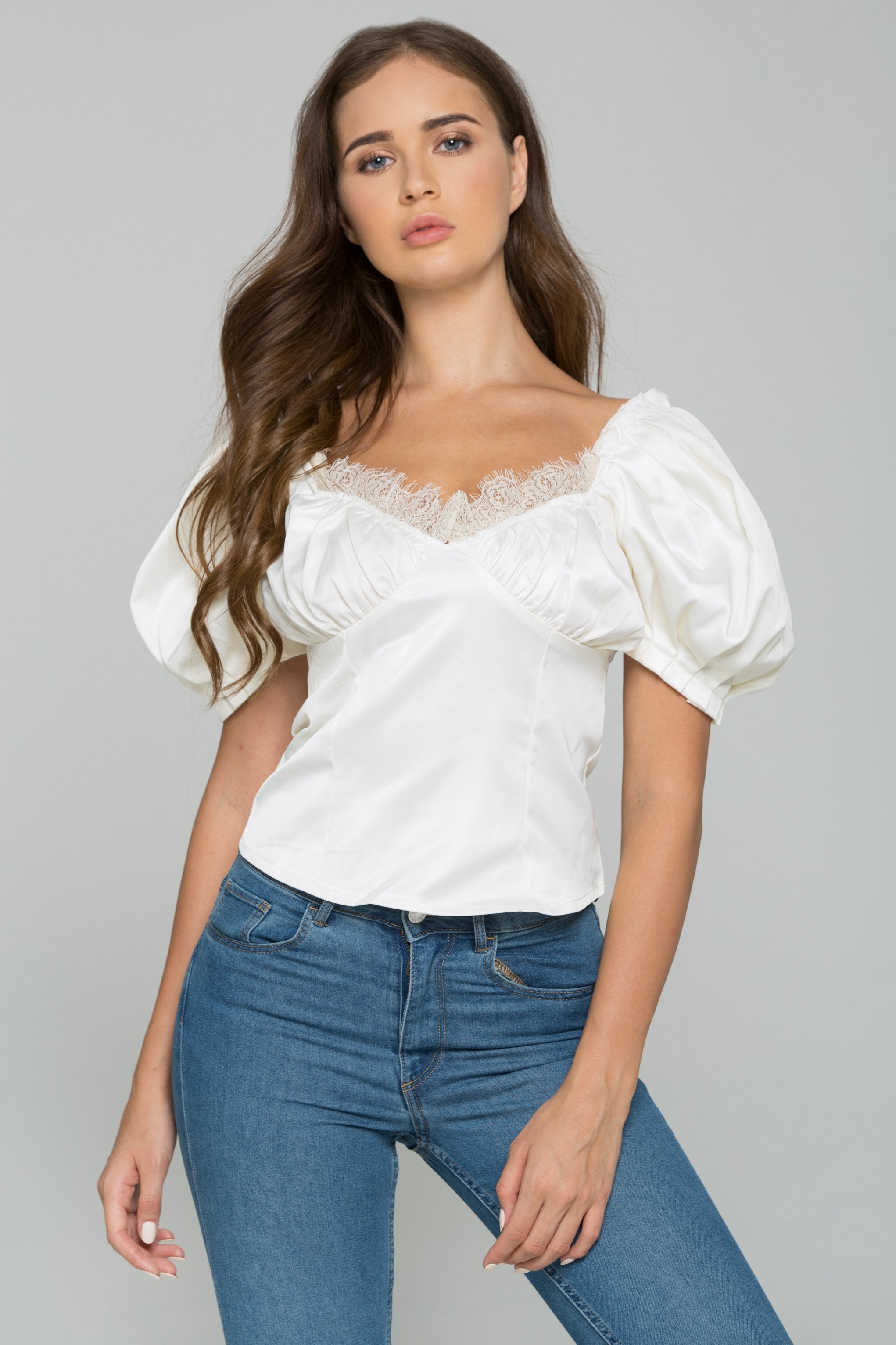Yellow Cotton Off-The-Shoulder Cinched Pleat Top