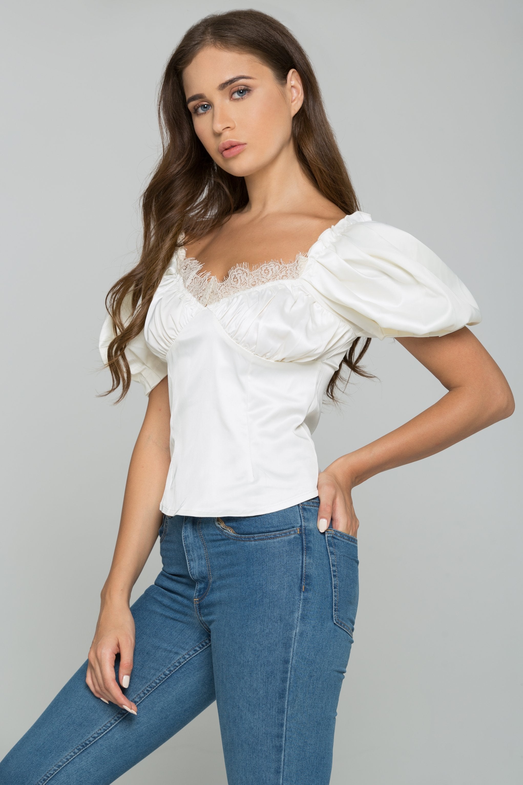 Yellow Cotton Off-The-Shoulder Cinched Pleat Top