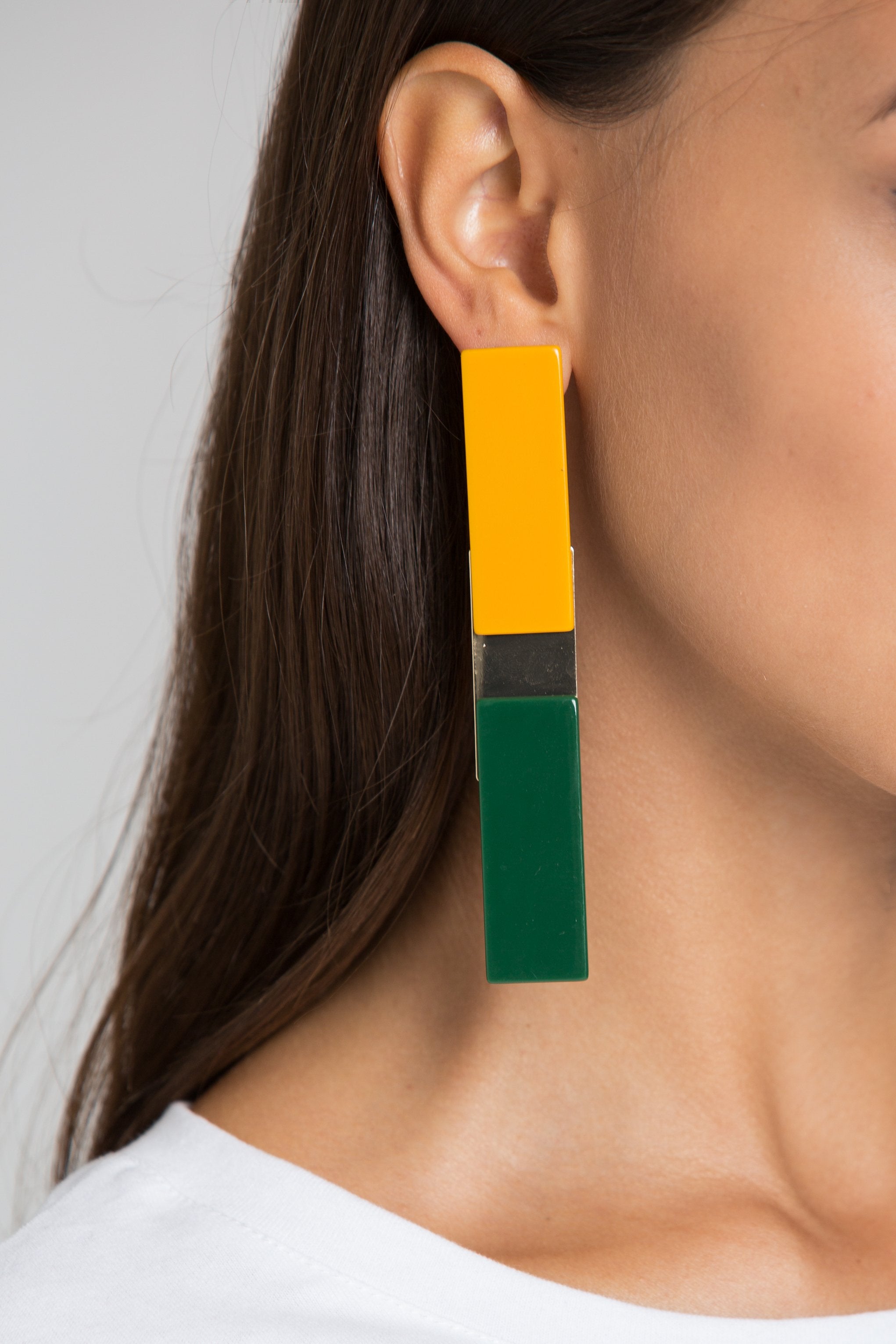 Yellow Green Bar Earrings