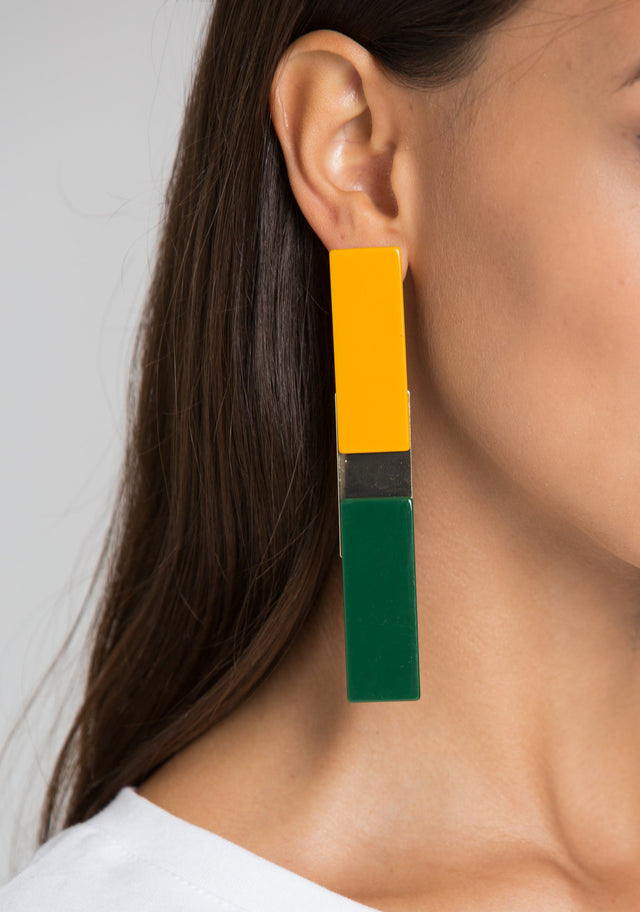 Yellow Green Bar Earrings