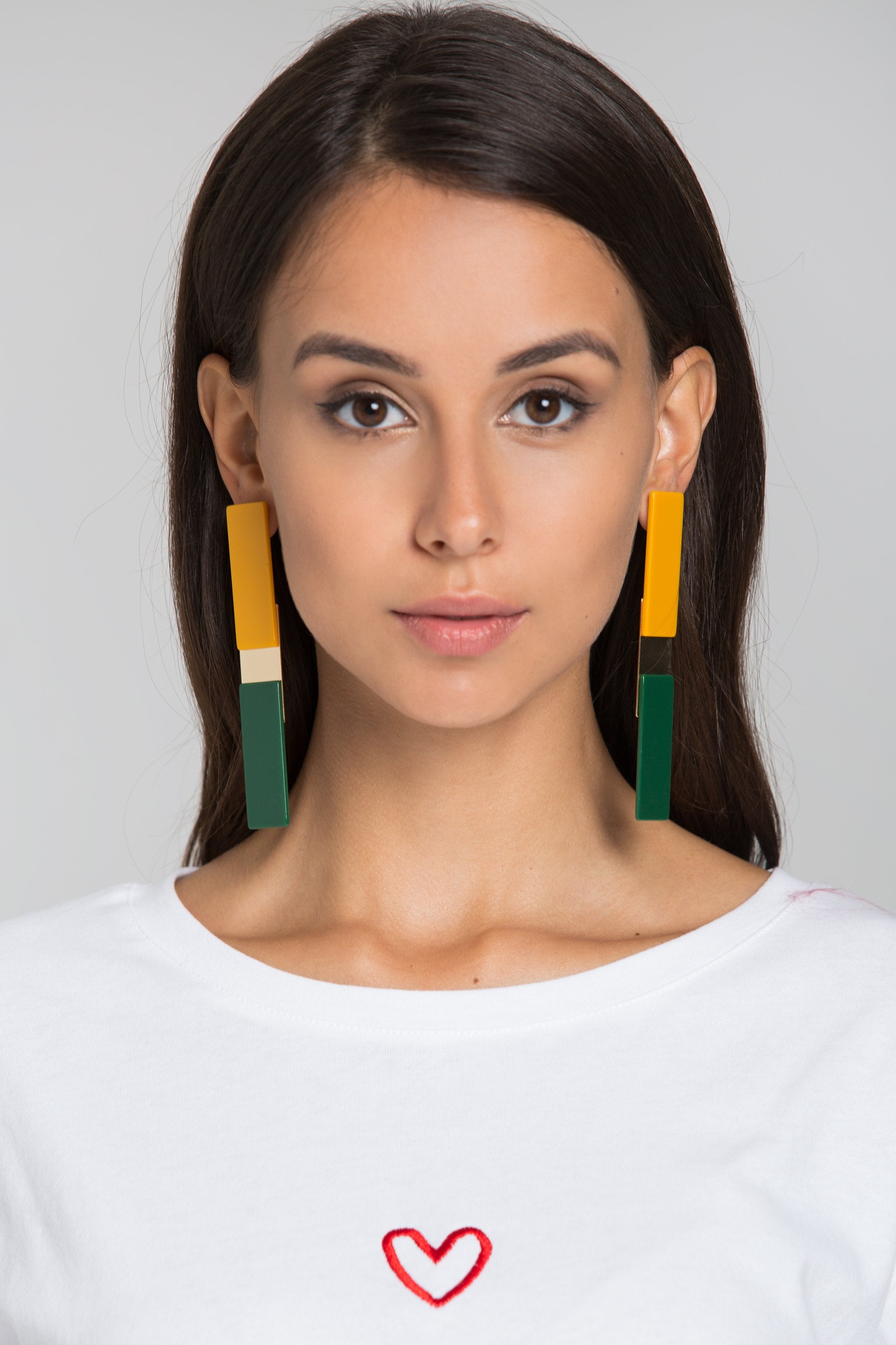 Yellow Green Bar Earrings