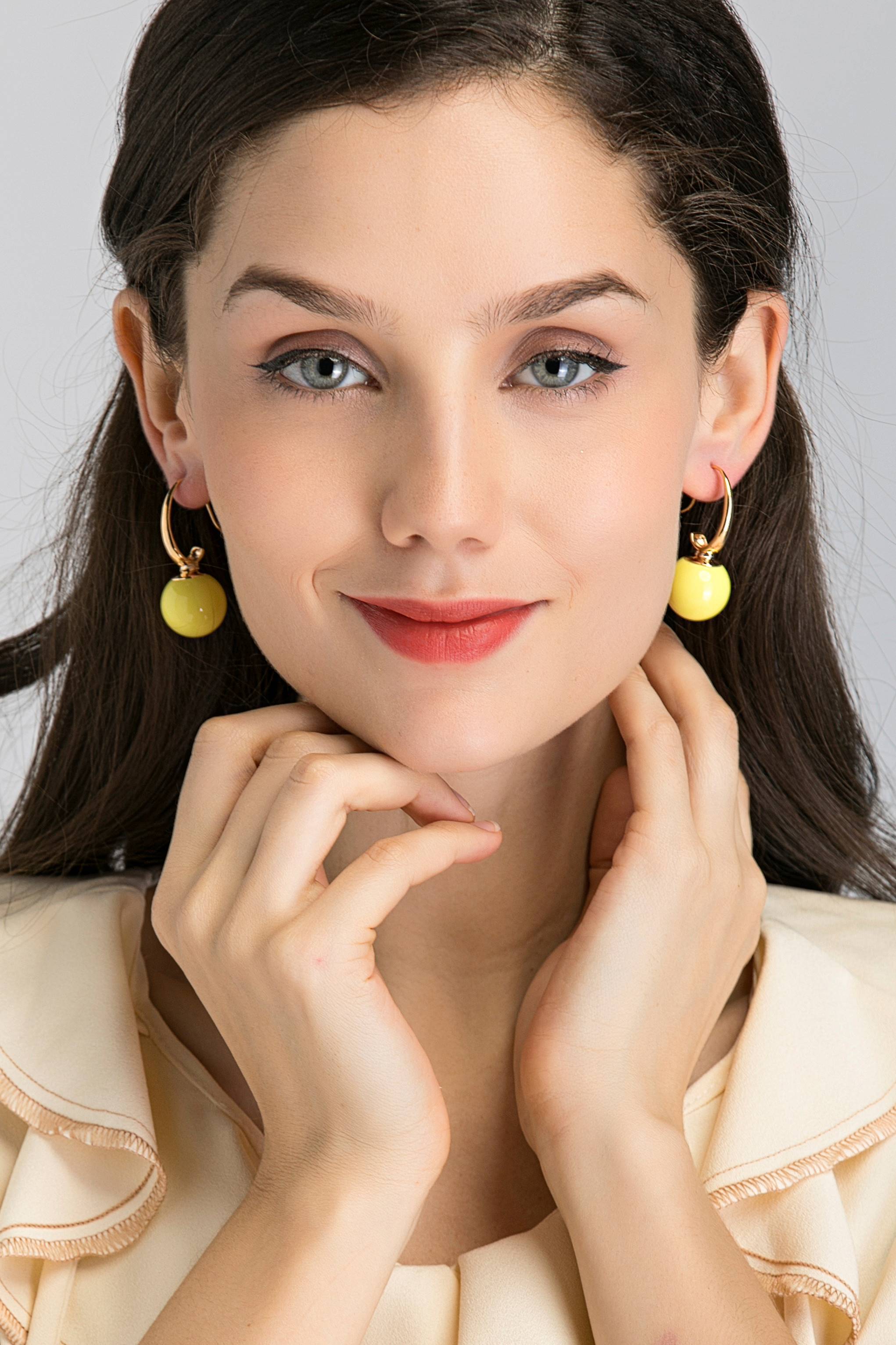 Yellow Sphere Drop Earrings