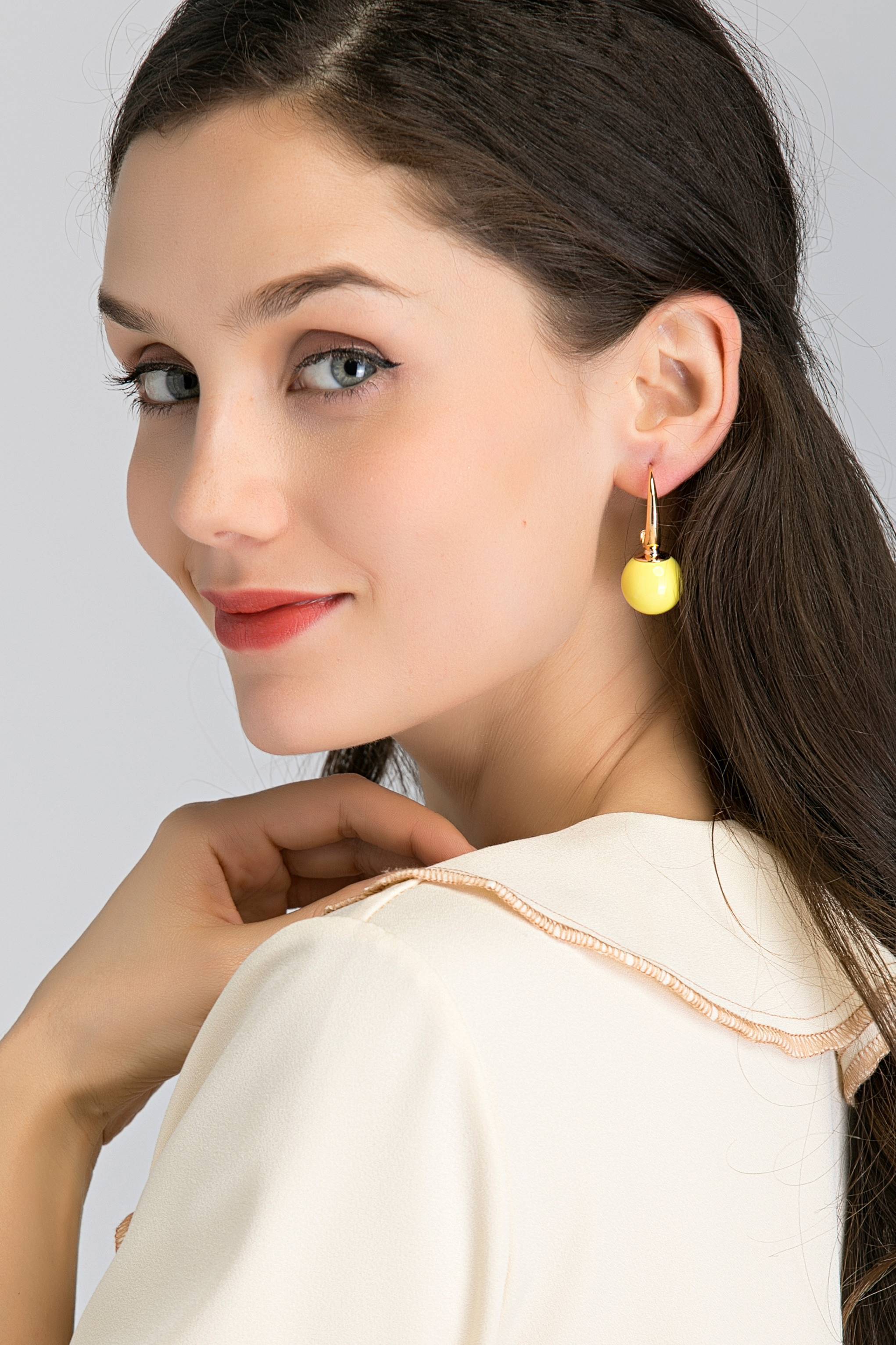 Yellow Sphere Drop Earrings