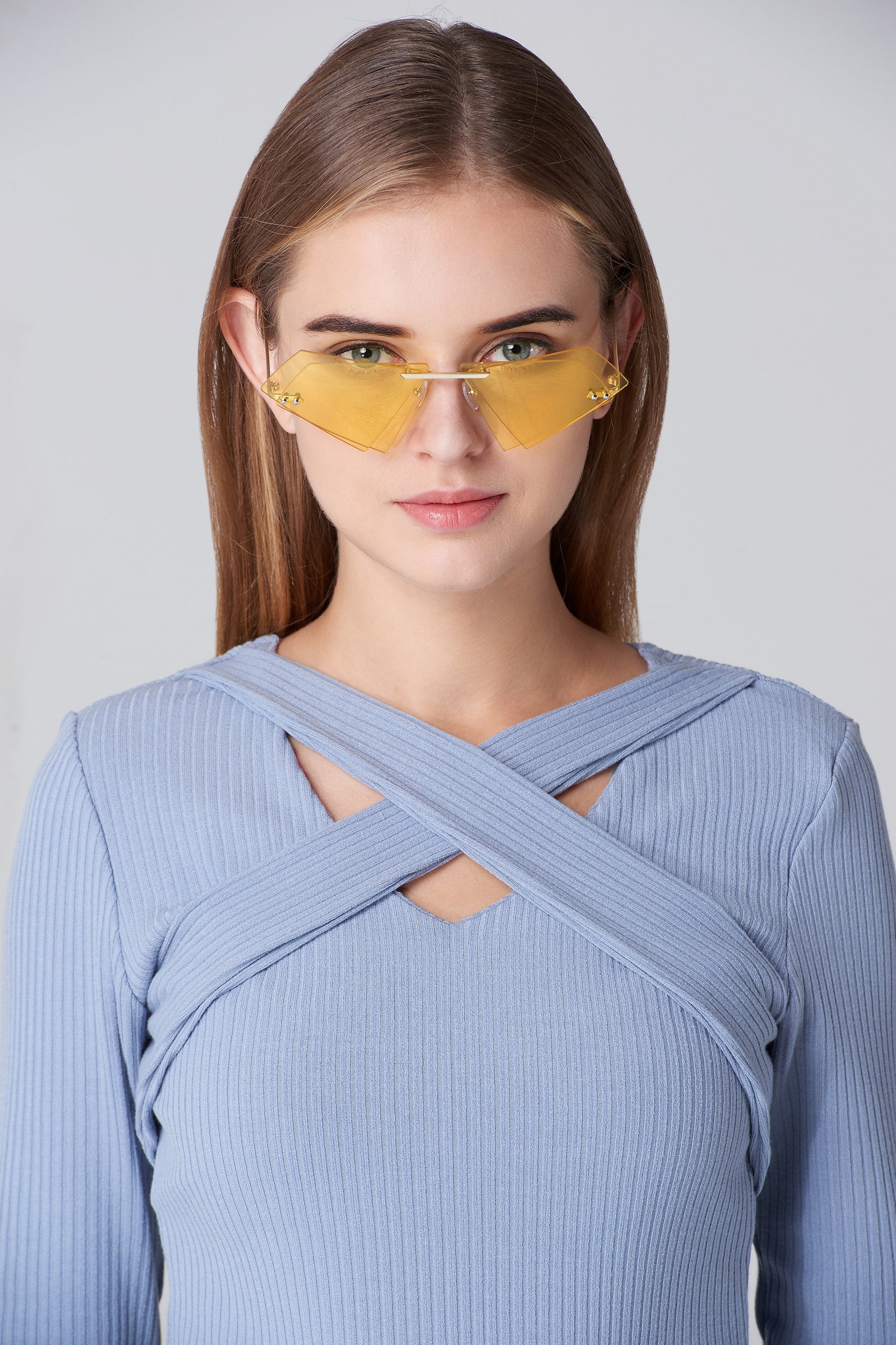 Yellow Trapezoid Sunglasses