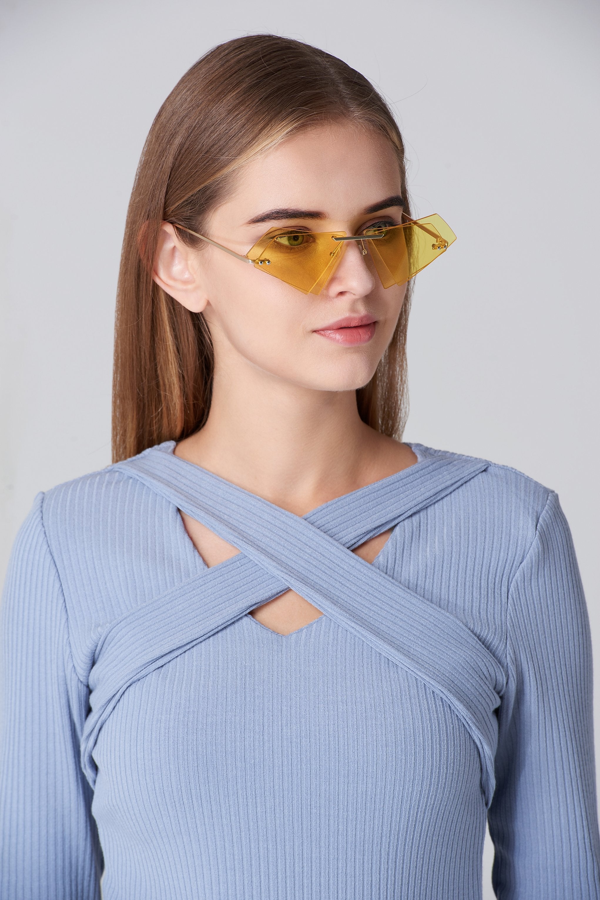 Yellow Trapezoid Sunglasses