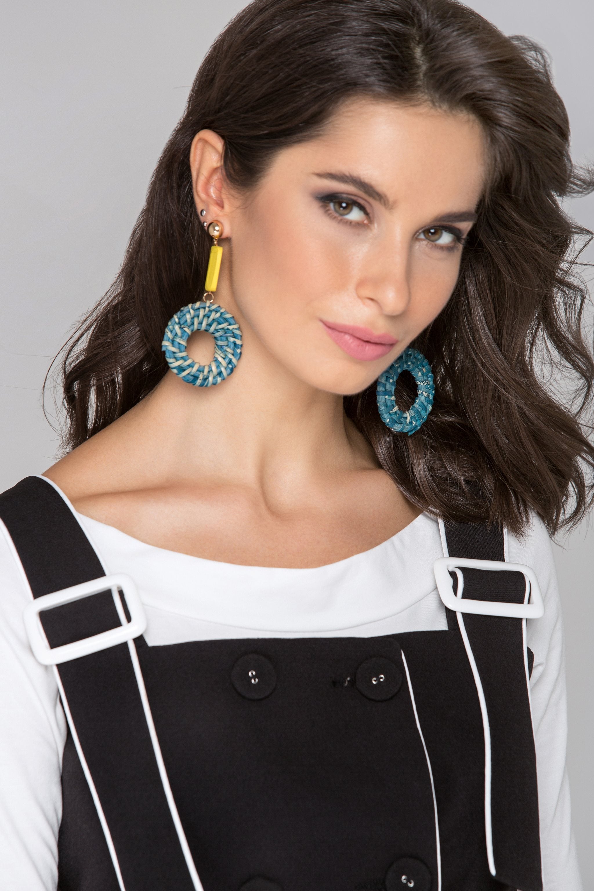 Yellow and Green Twirl Basket Earrings